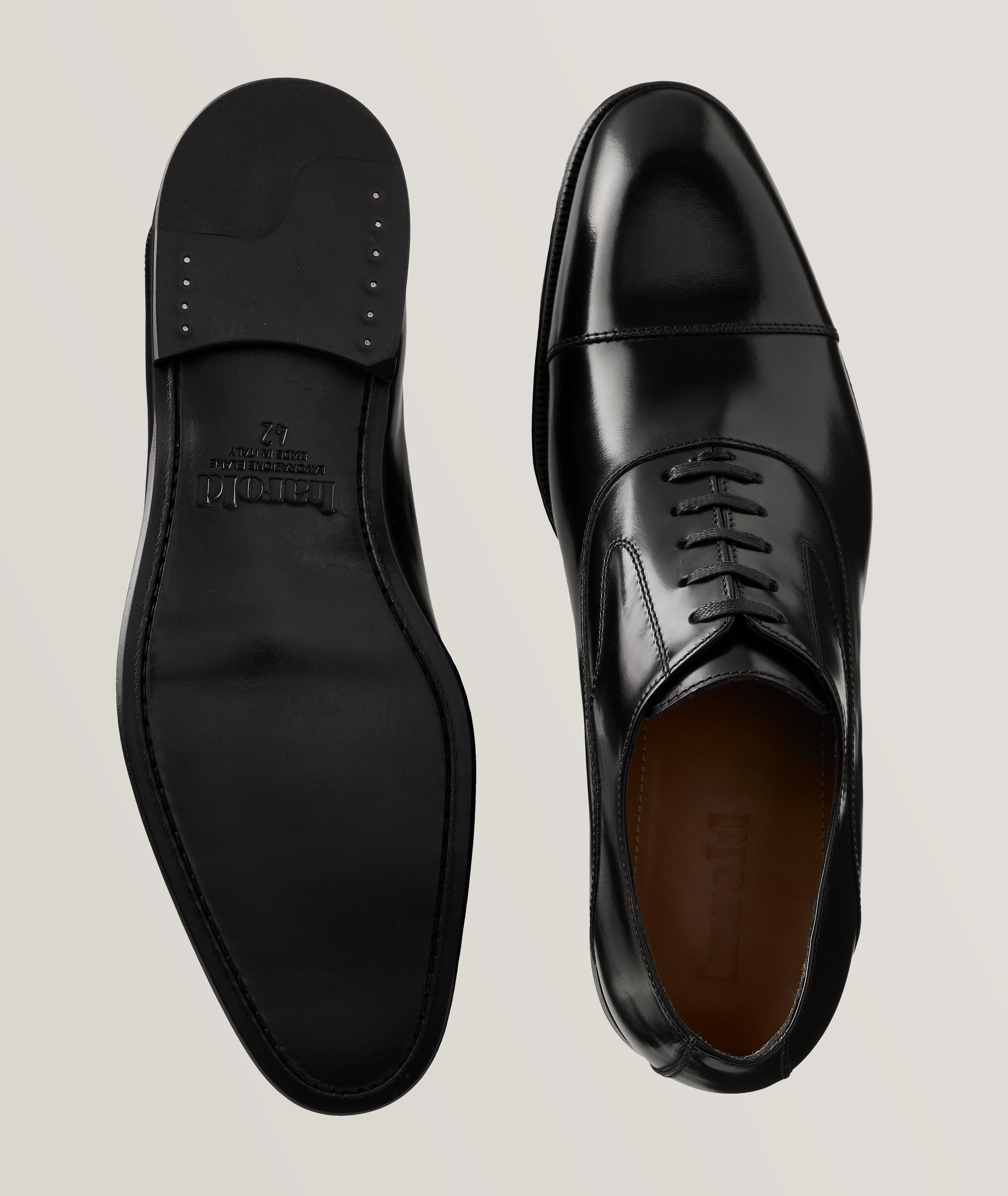 High-Shine Polished Leather Cap-Toe Oxfords image 2