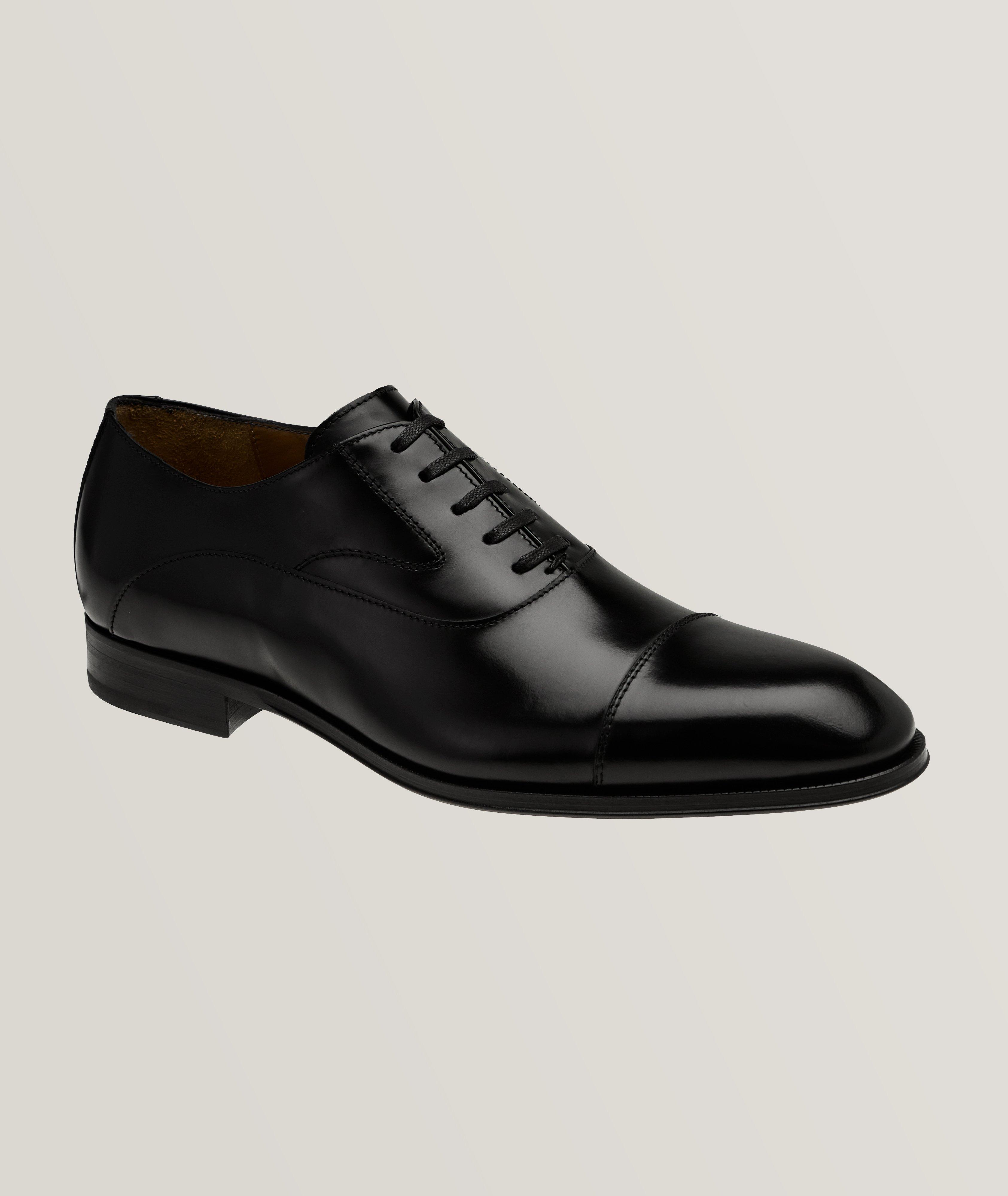 High-Shine Polished Leather Cap-Toe Oxfords image 0