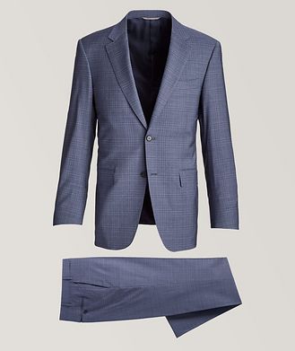 Canali Stretch-Wool Melange Plaid Suit