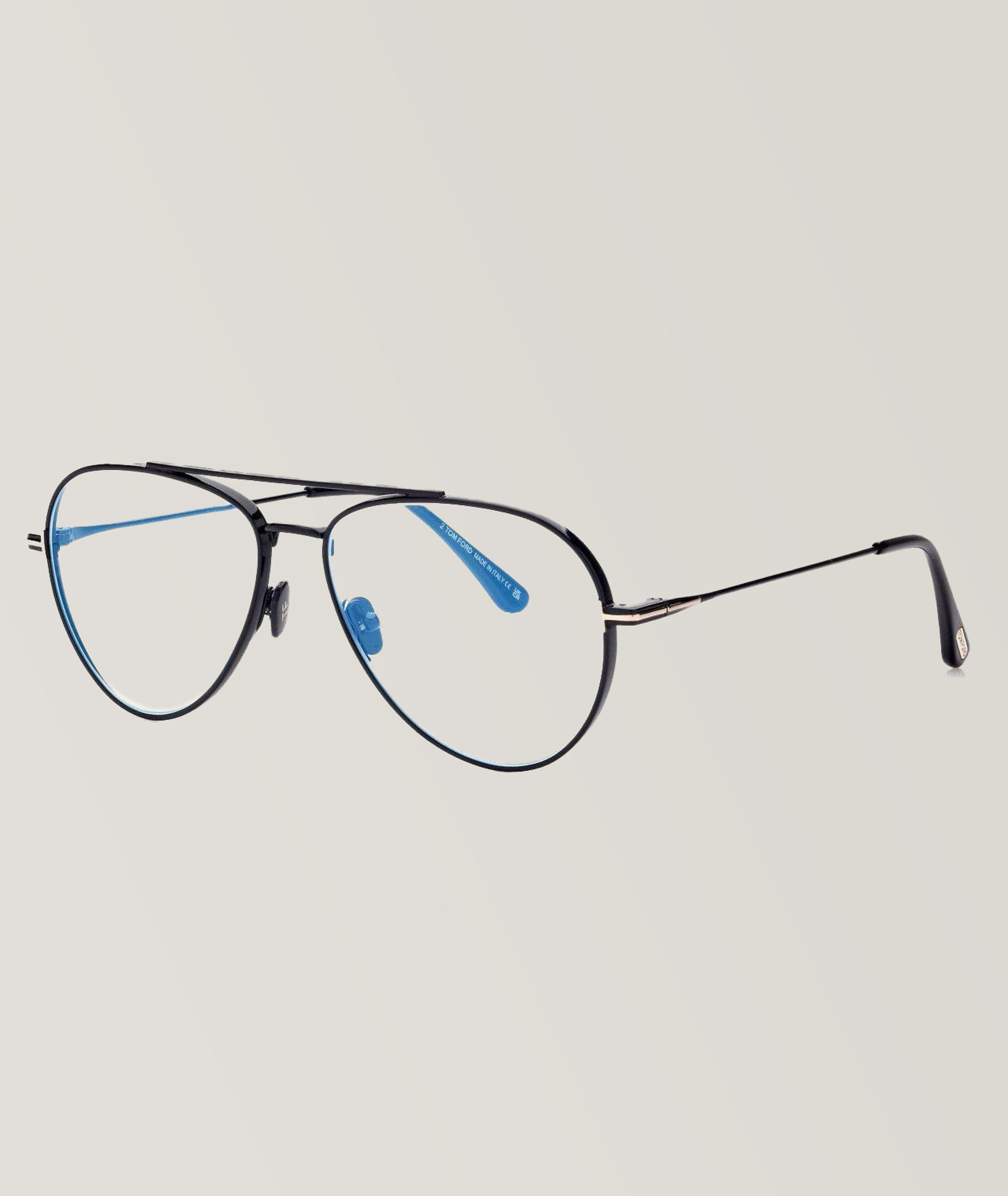 TOM FORD Blue Block Pilot Frame Glasses, Eyewear
