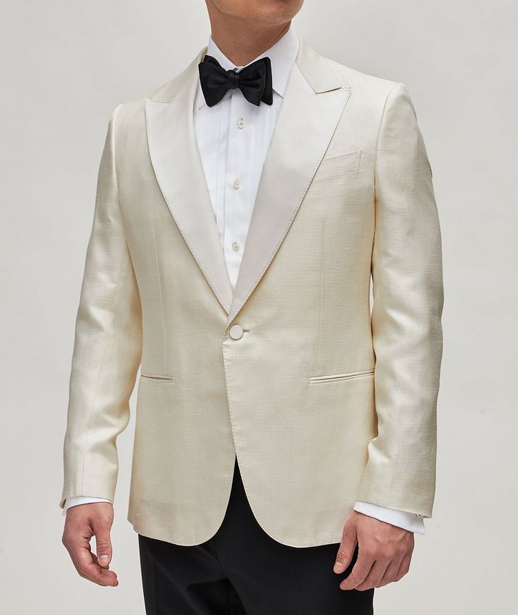 Silk-Linen Pindot Tuxedo Jacket image 2