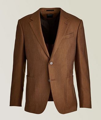 ZEGNA Natural Cashmere-Silk-Linen Twill Sports Jacket