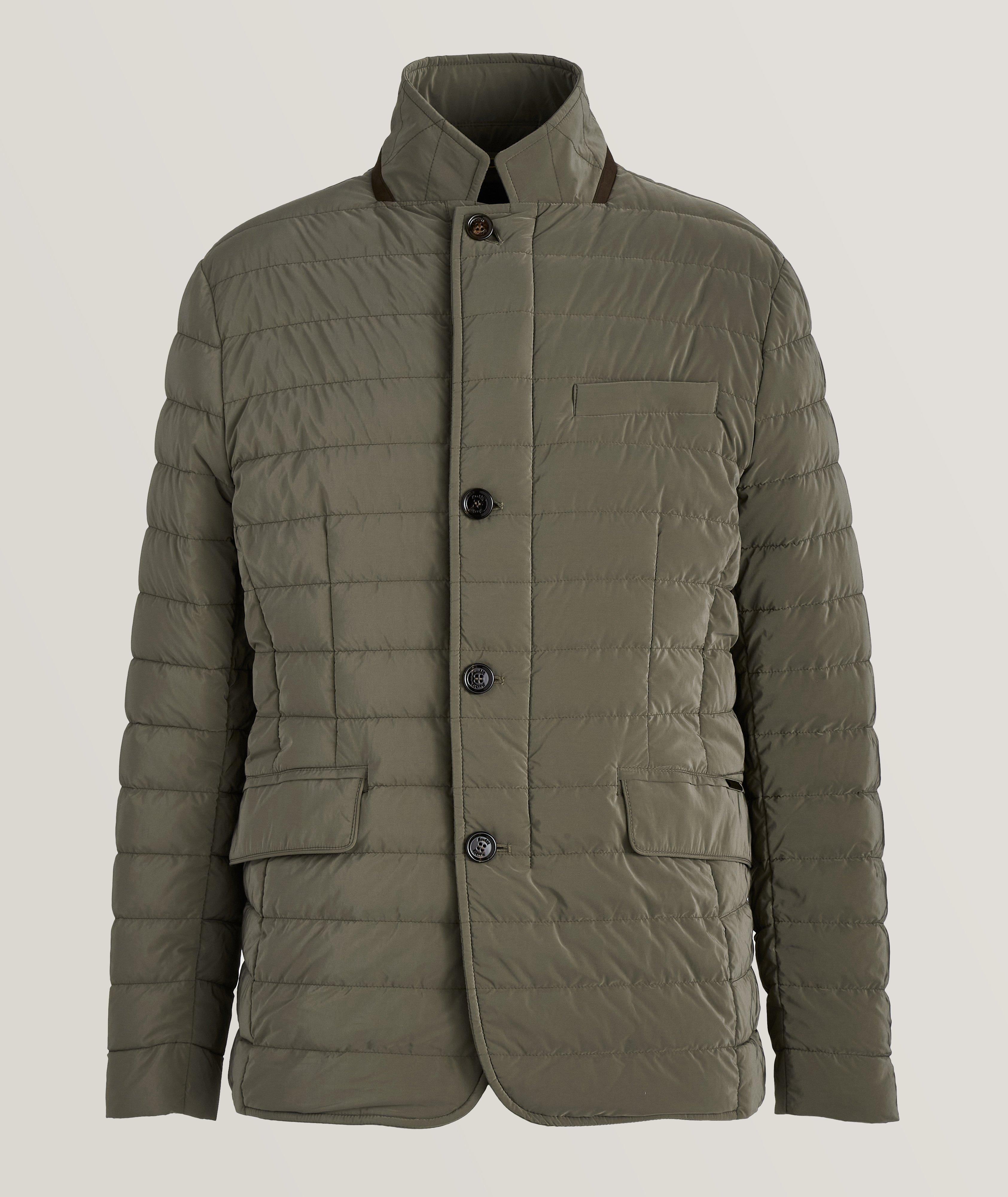 Moorer Grey 'Arena' Fisherman Rib Merino Wool Down Jacket