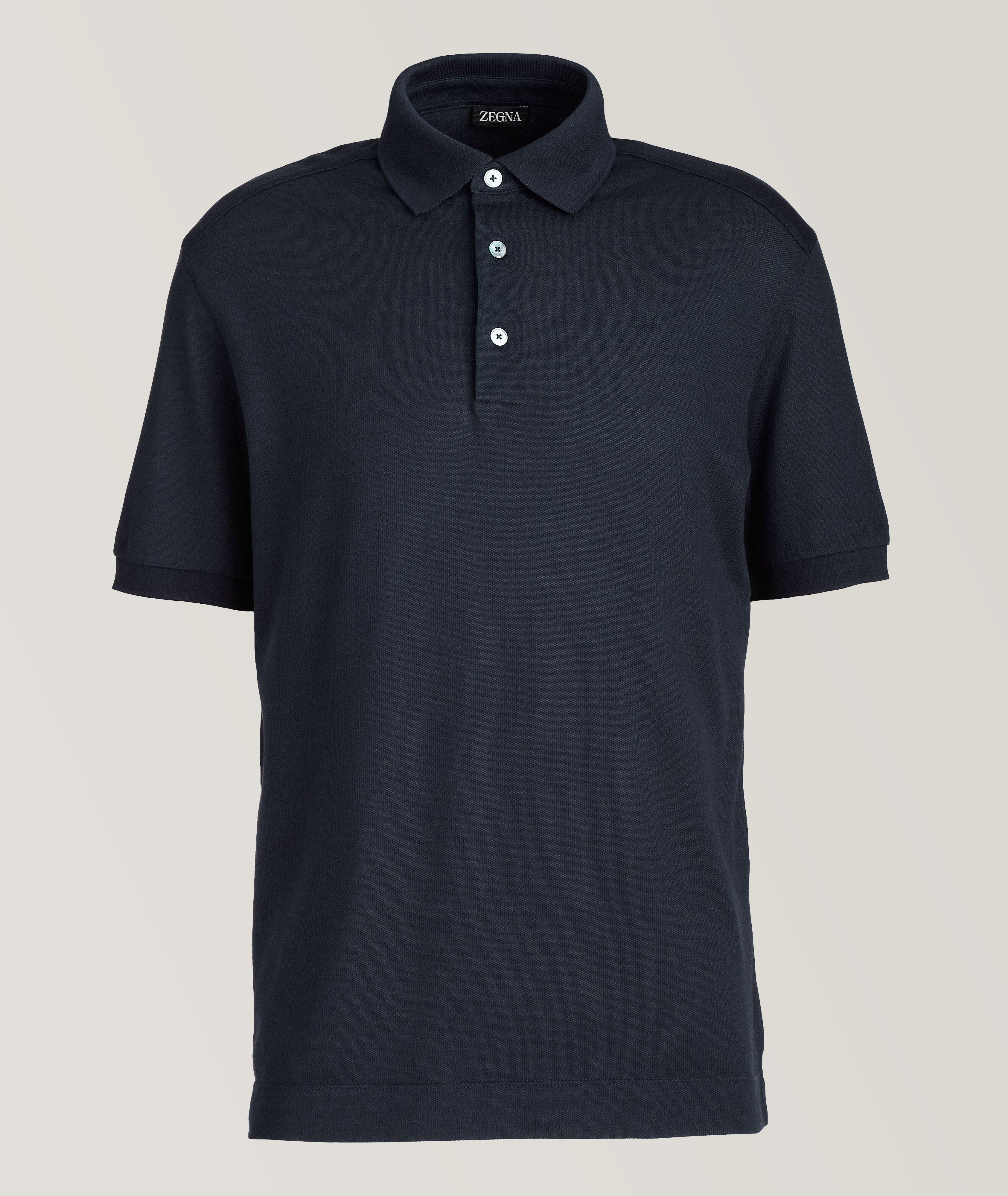 ZEGNA Polo uni en coton et en soie
