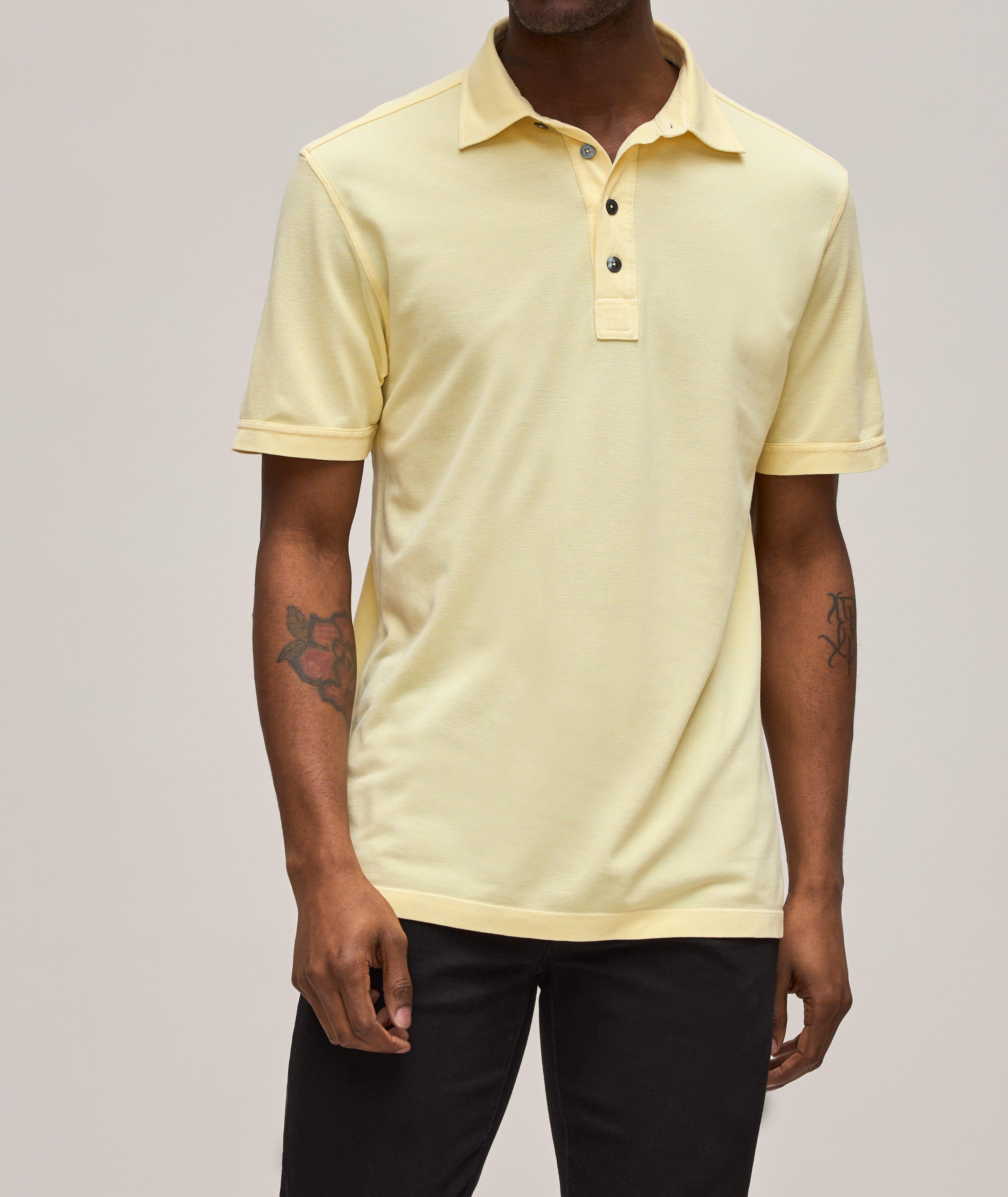 Short-Sleeve Cotton-Silk Piqué Knit Polo image 1