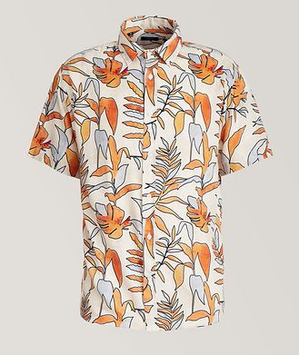 Benson Short-Sleeve Champlain Tropical Leaf Pattern Sport Shirt