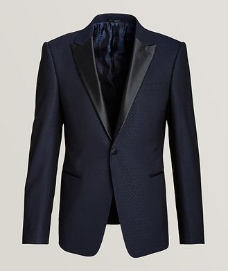 Emporio Armani David Line Jacquard Wool-Silk Tuxedo Jacket
