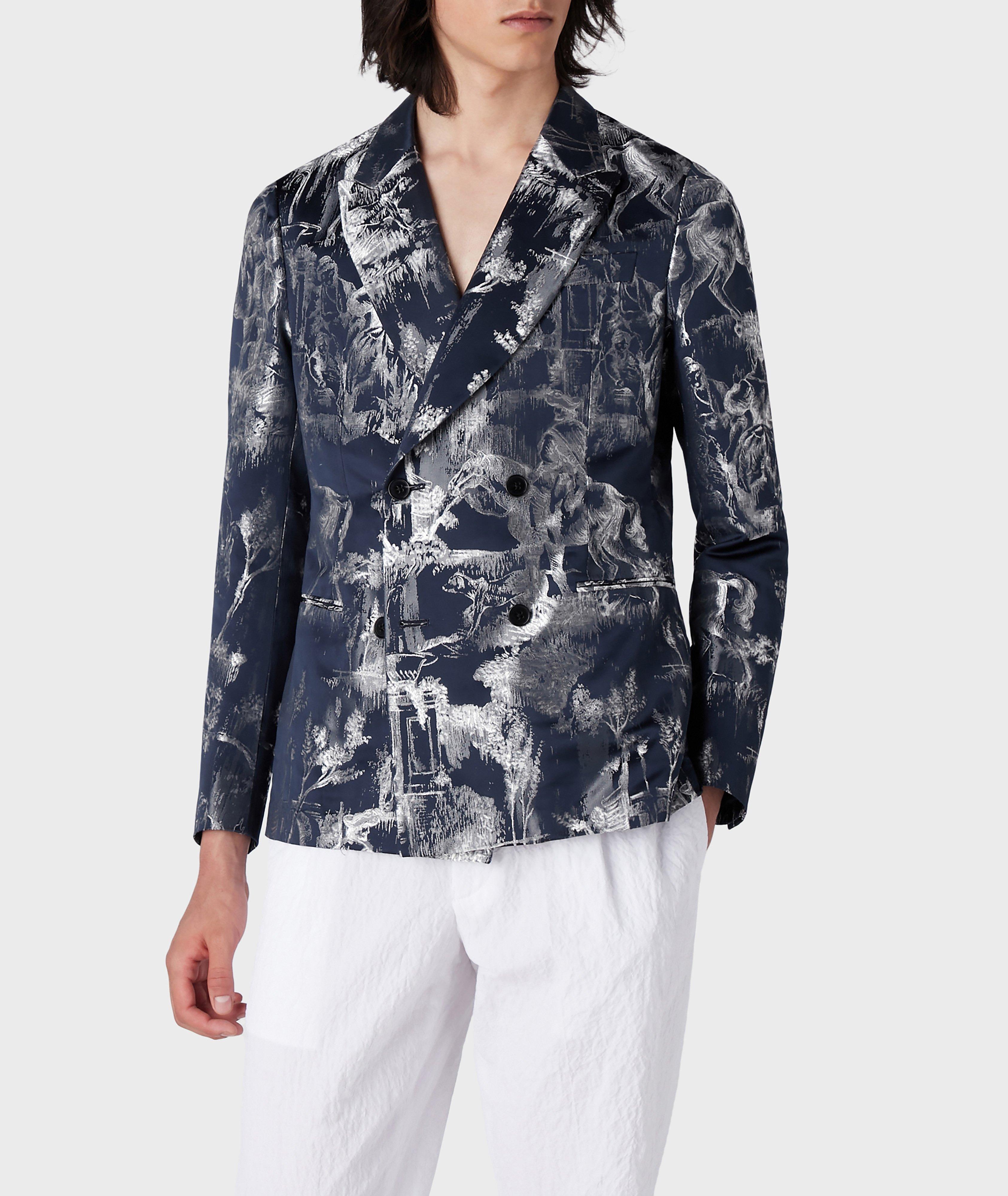 Jacquard Viscose-Blend Double Breasted Sport Jacket image 1