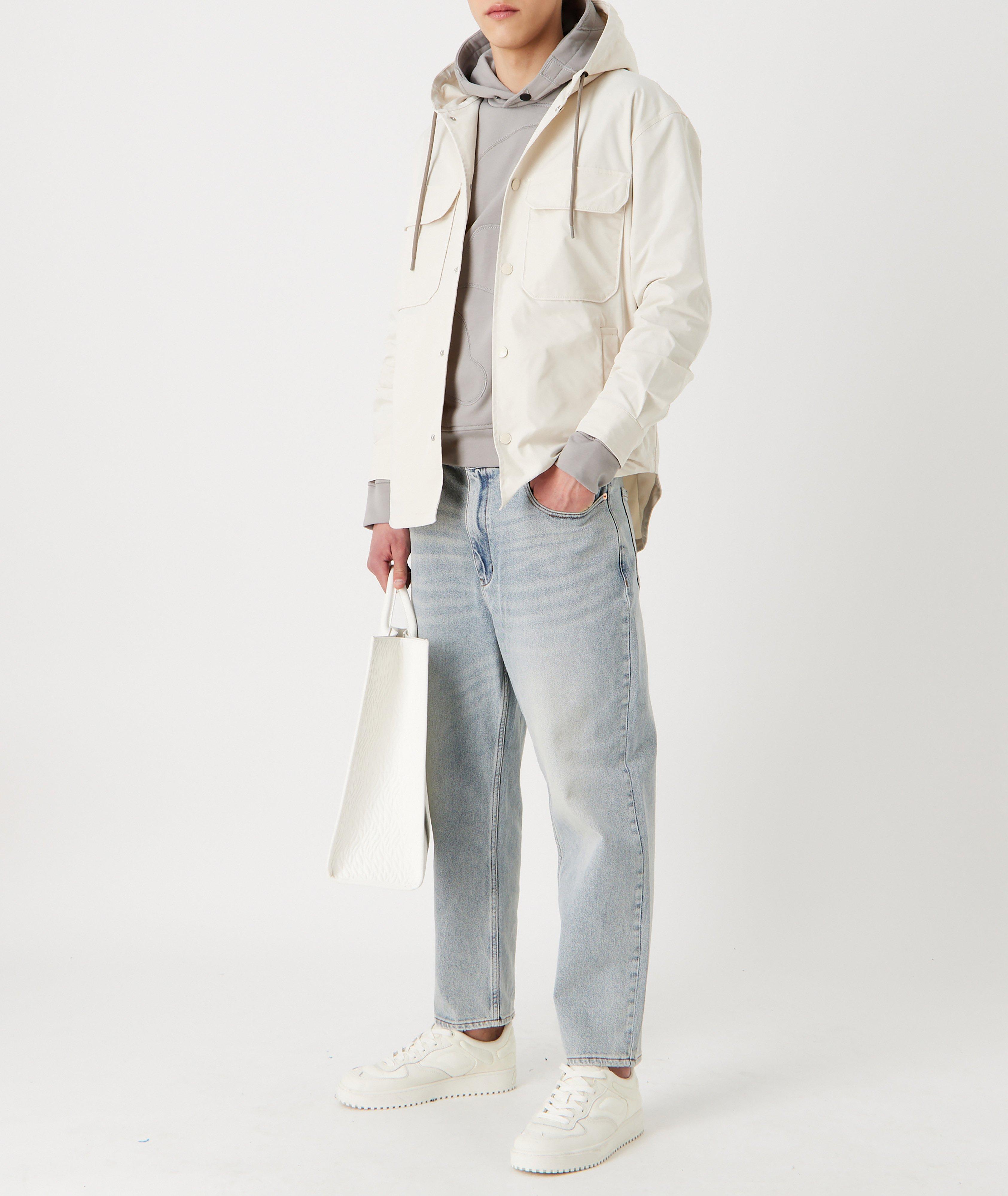 Patch Work Embroidered Cotton Jersey Hooded Sweater image 1