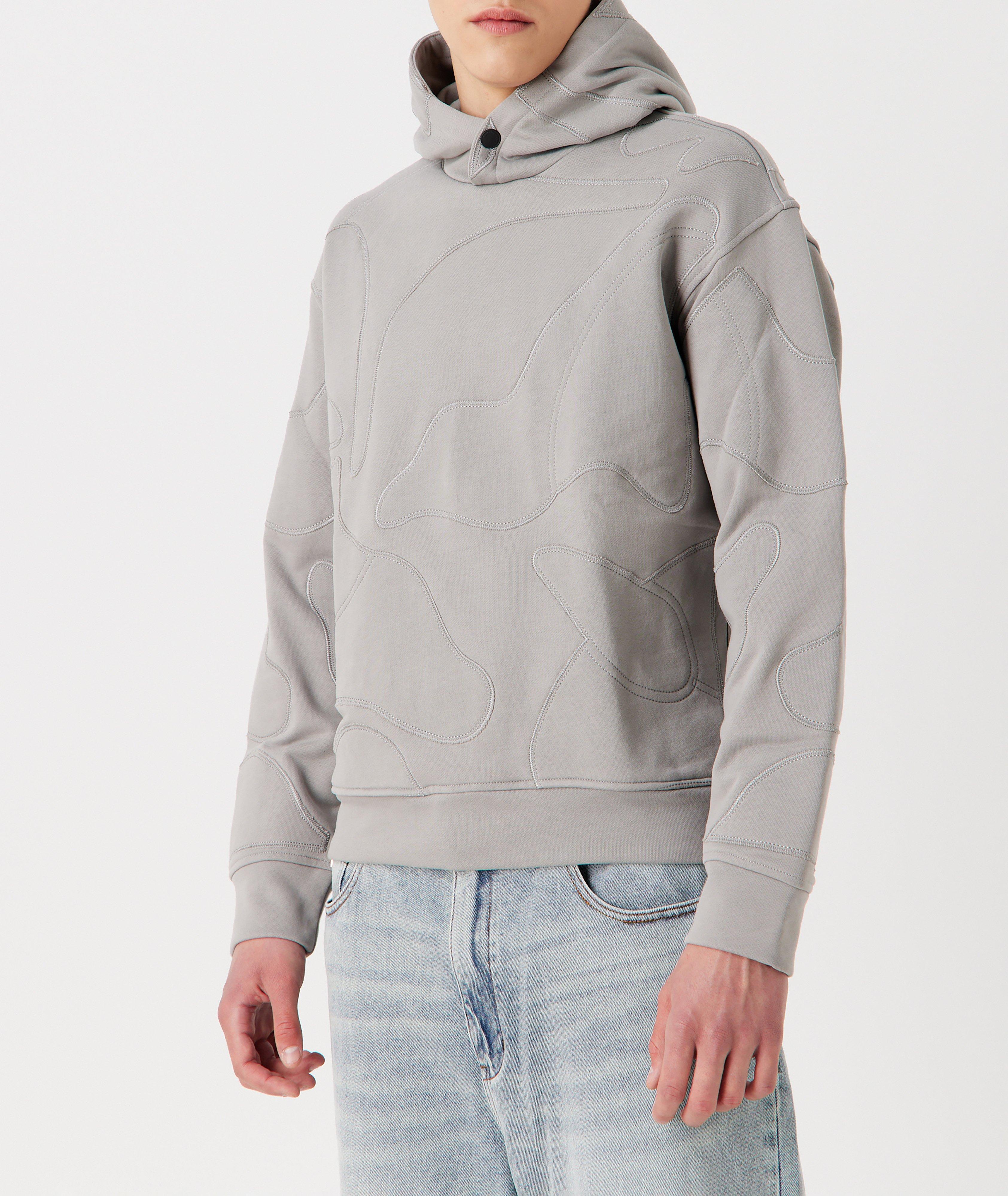Patch Work Embroidered Cotton Jersey Hooded Sweater image 2