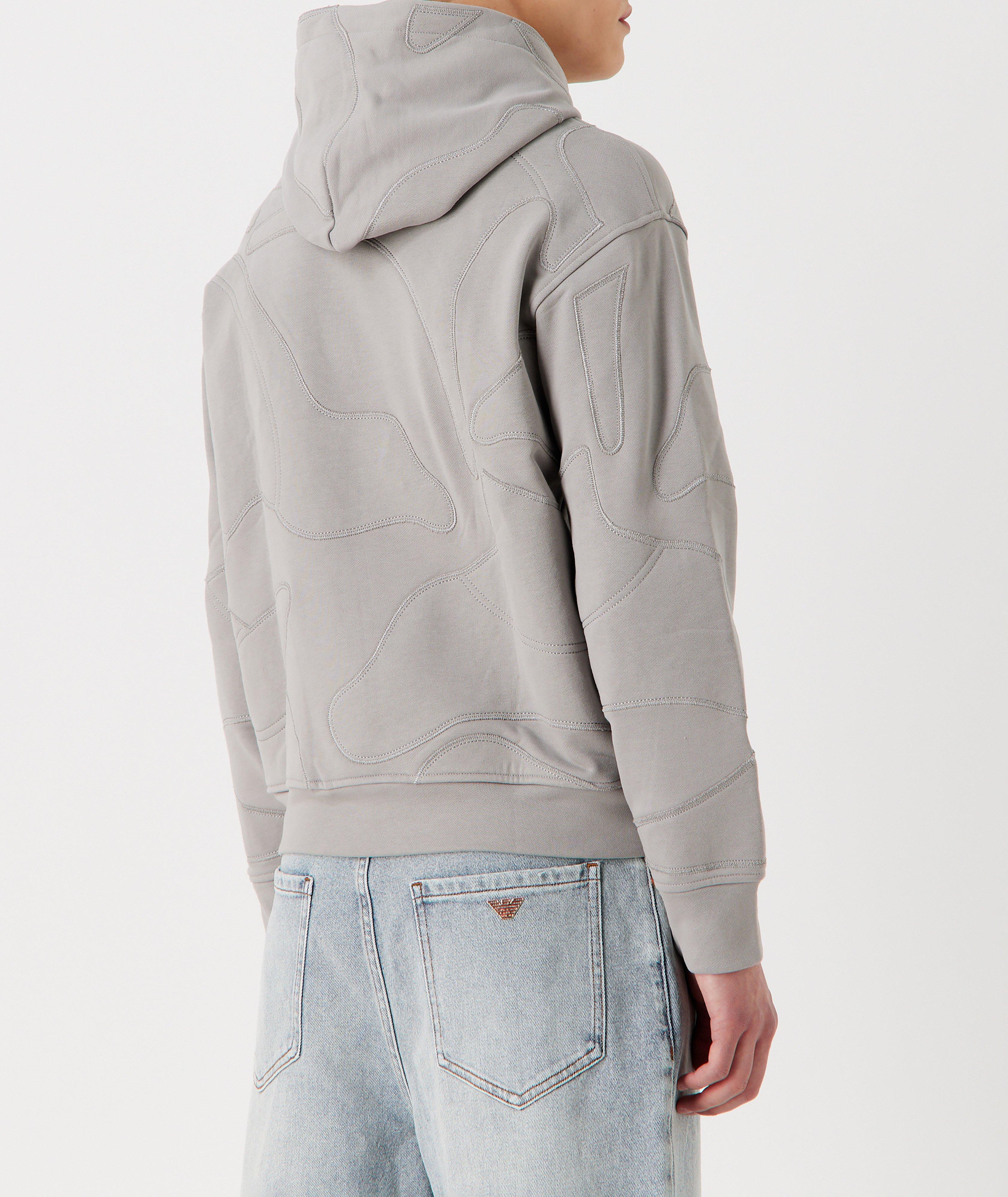 Patch Work Embroidered Cotton Jersey Hooded Sweater image 3