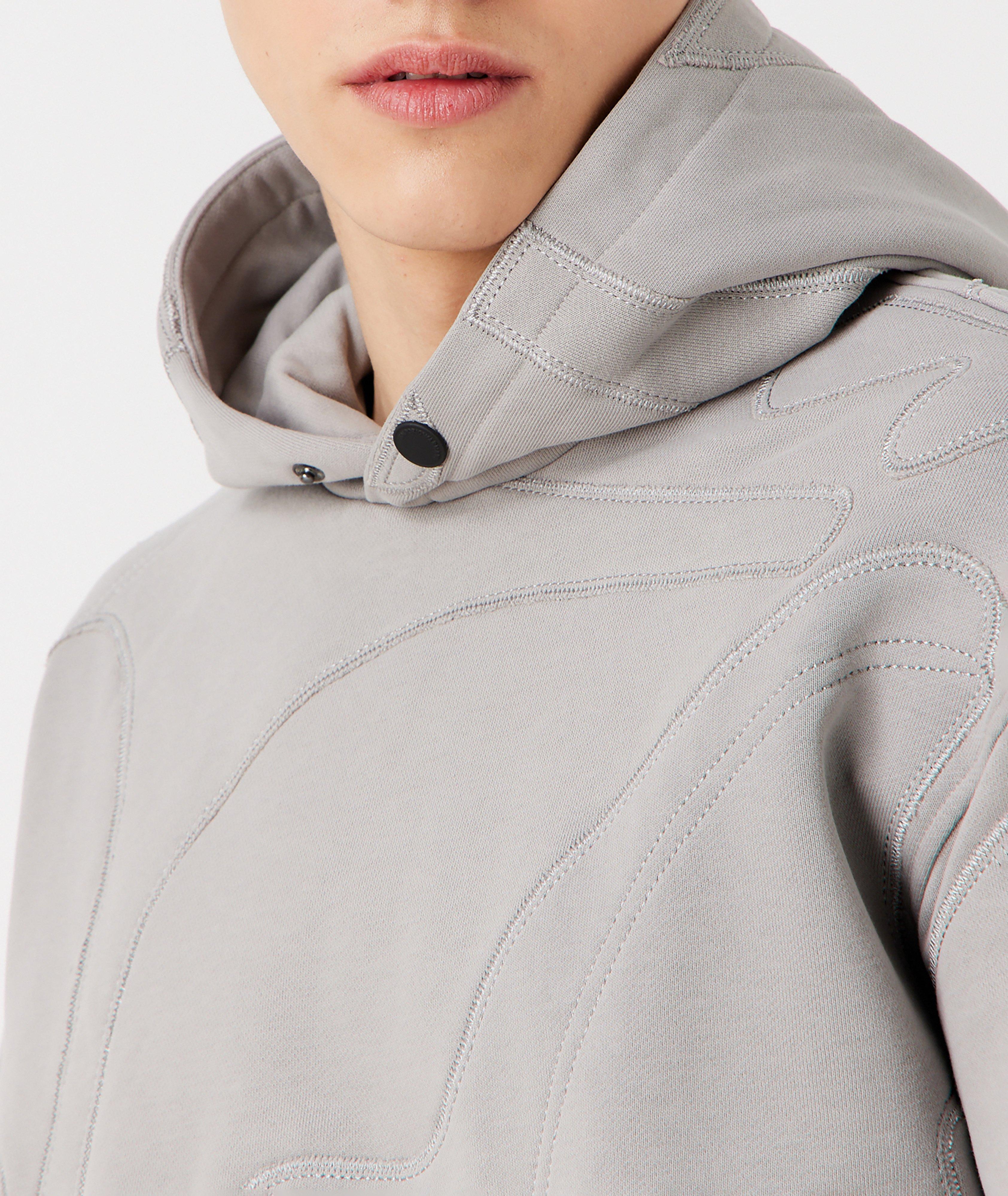 Patch Work Embroidered Cotton Jersey Hooded Sweater image 4