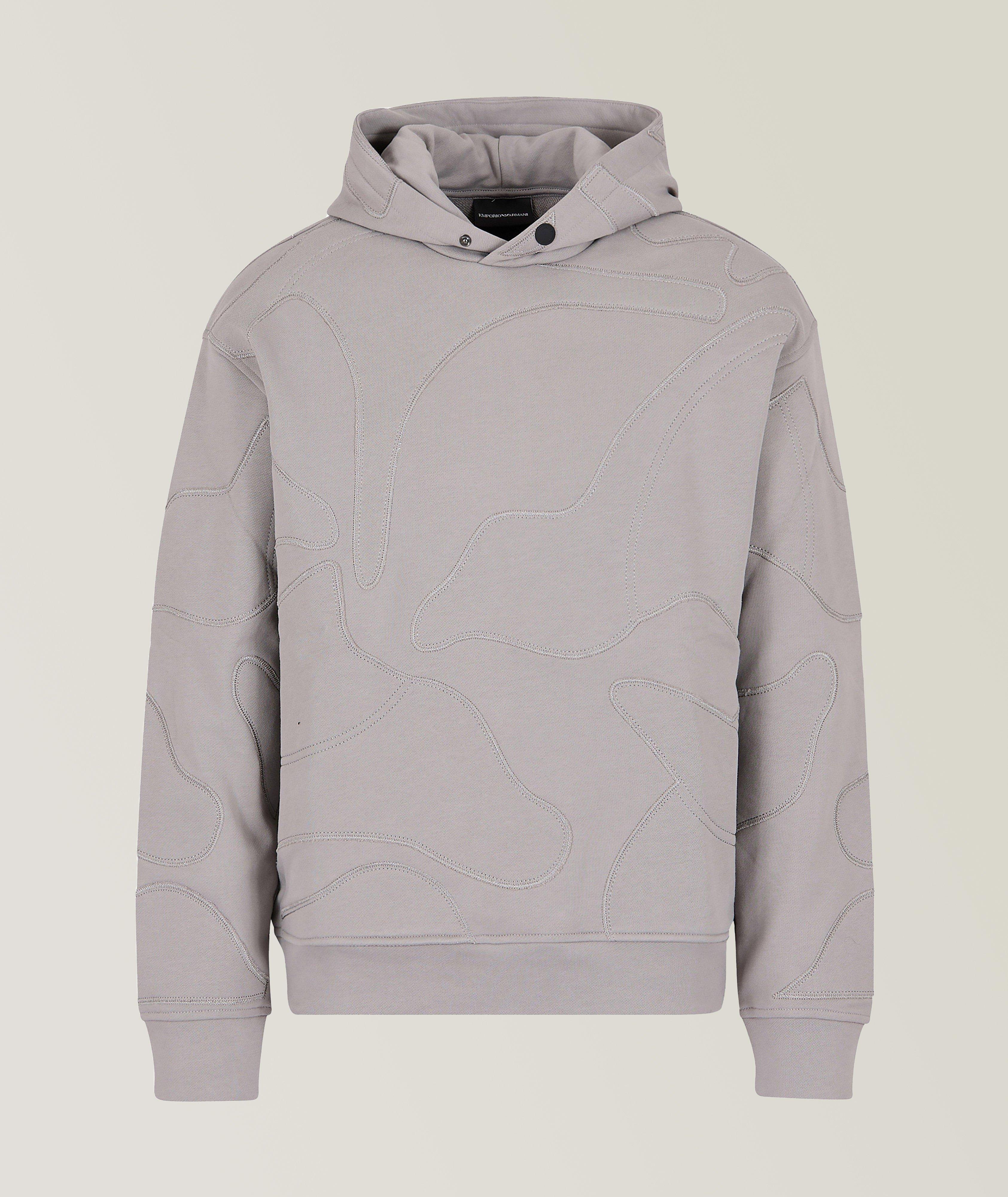 Patch Work Embroidered Cotton Jersey Hooded Sweater image 0