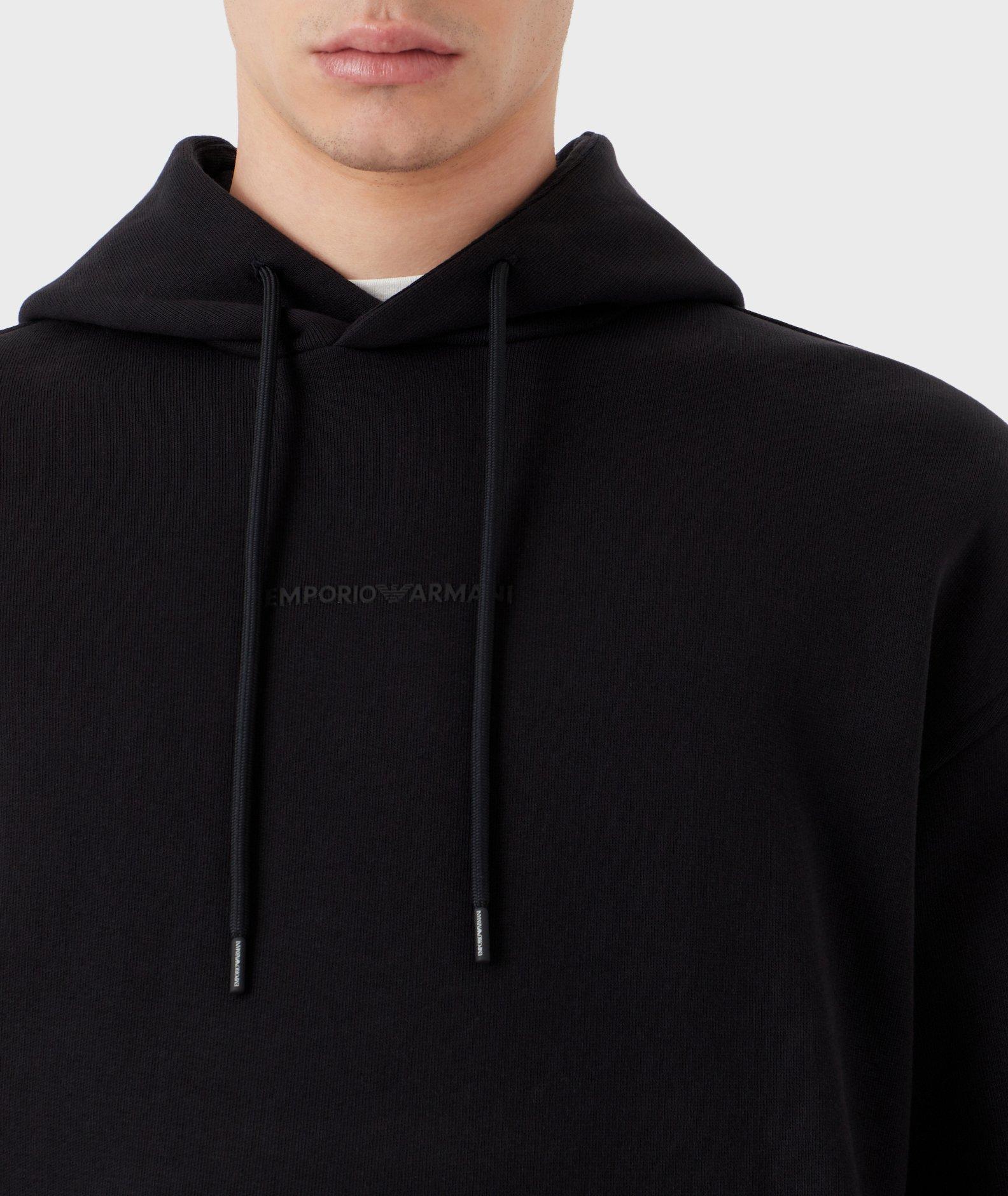 Rubberised Logo Jersey Cotton Hooded Sweater image 3