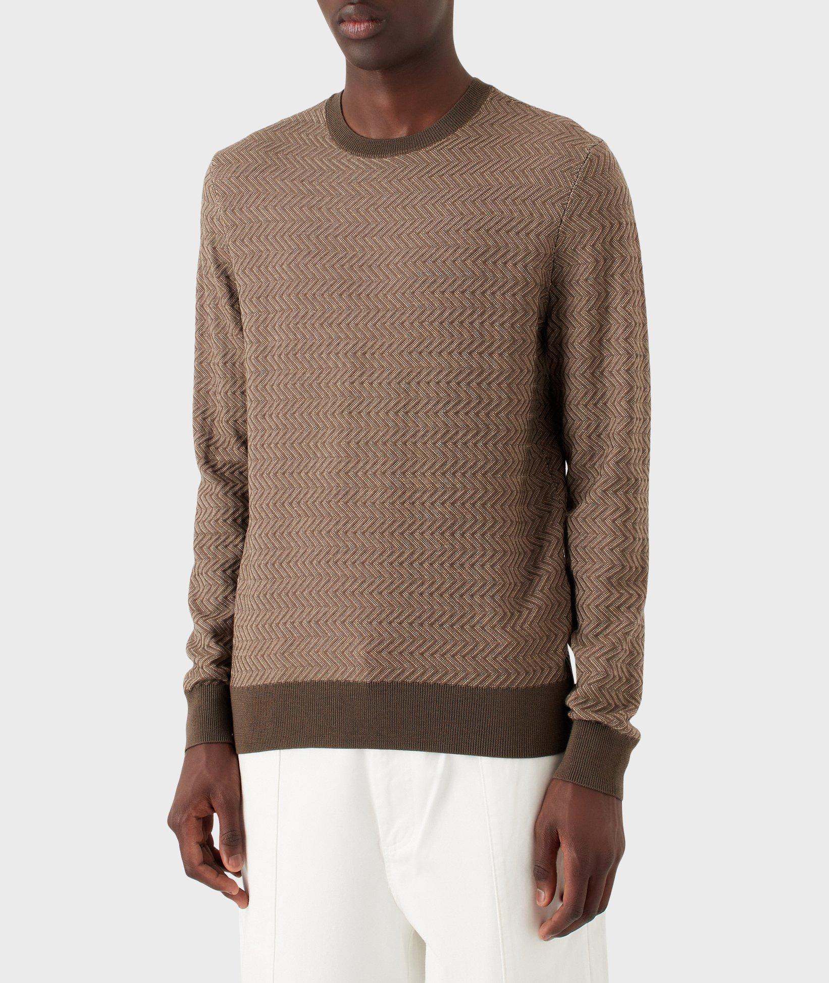 Jacquard Chevron Motif Virgin Wool Sweater image 1