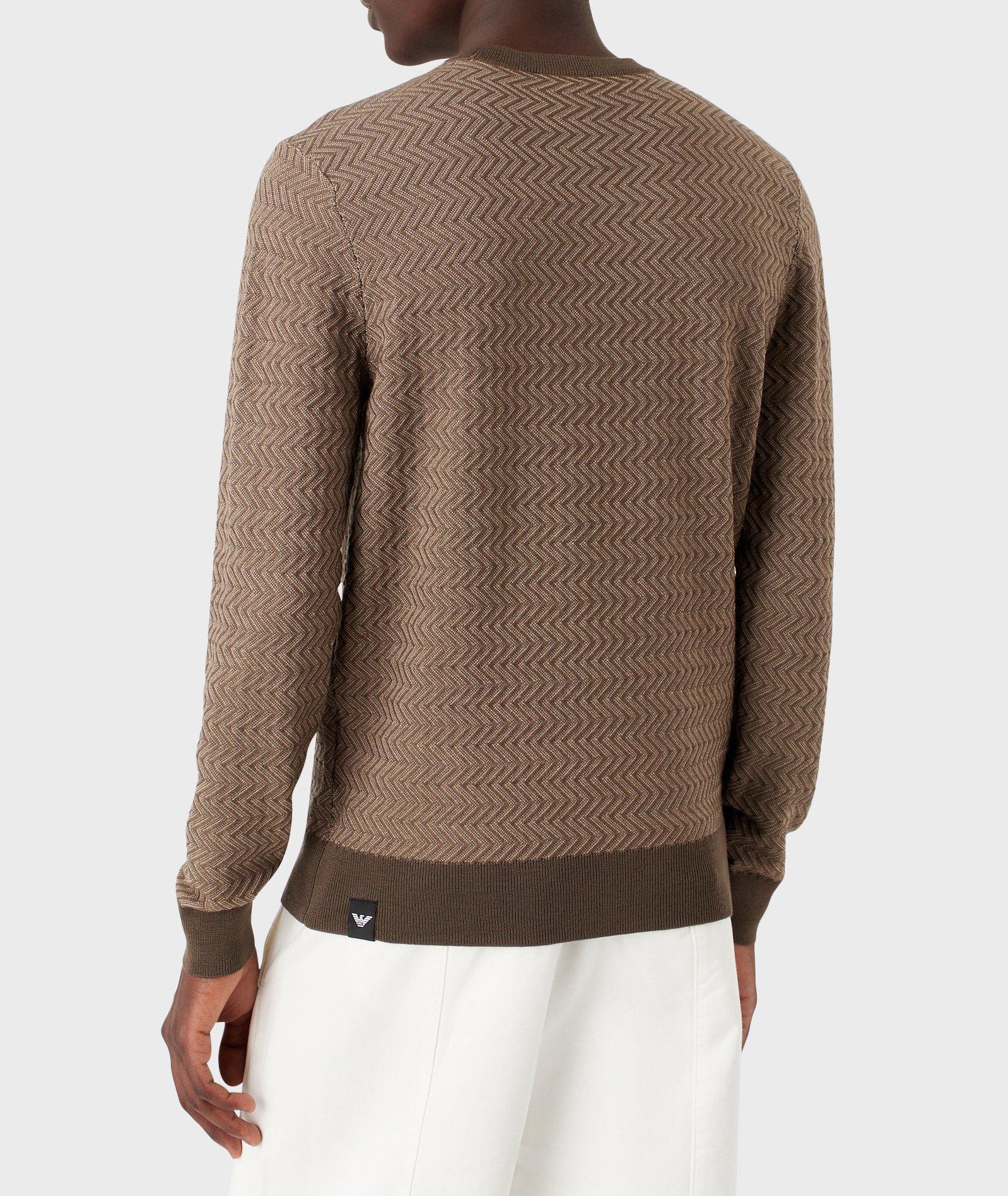 Jacquard Chevron Motif Virgin Wool Sweater image 2