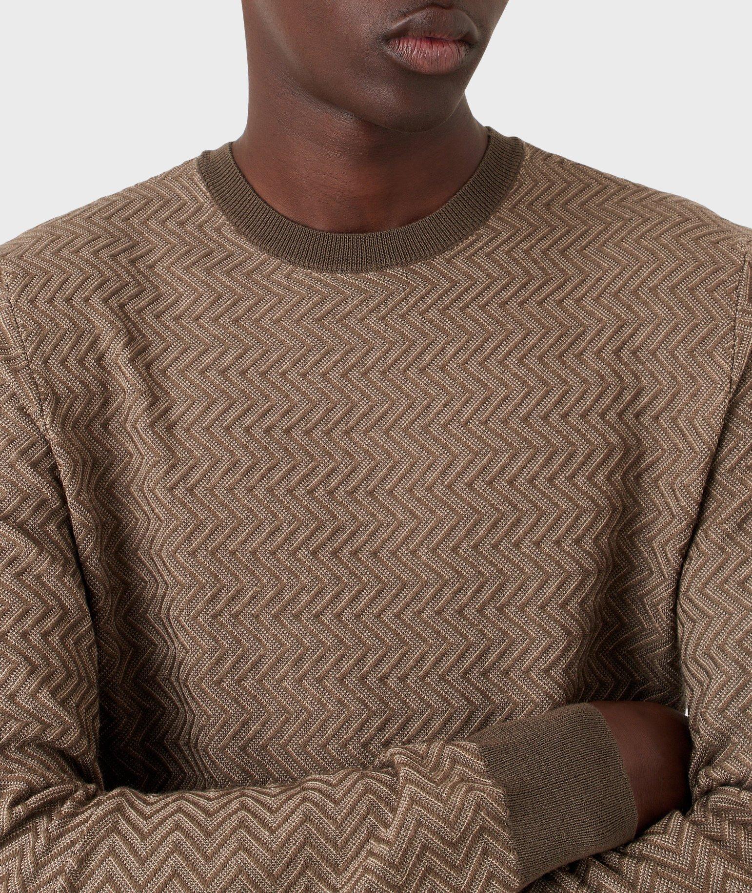 Jacquard Chevron Motif Virgin Wool Sweater image 3