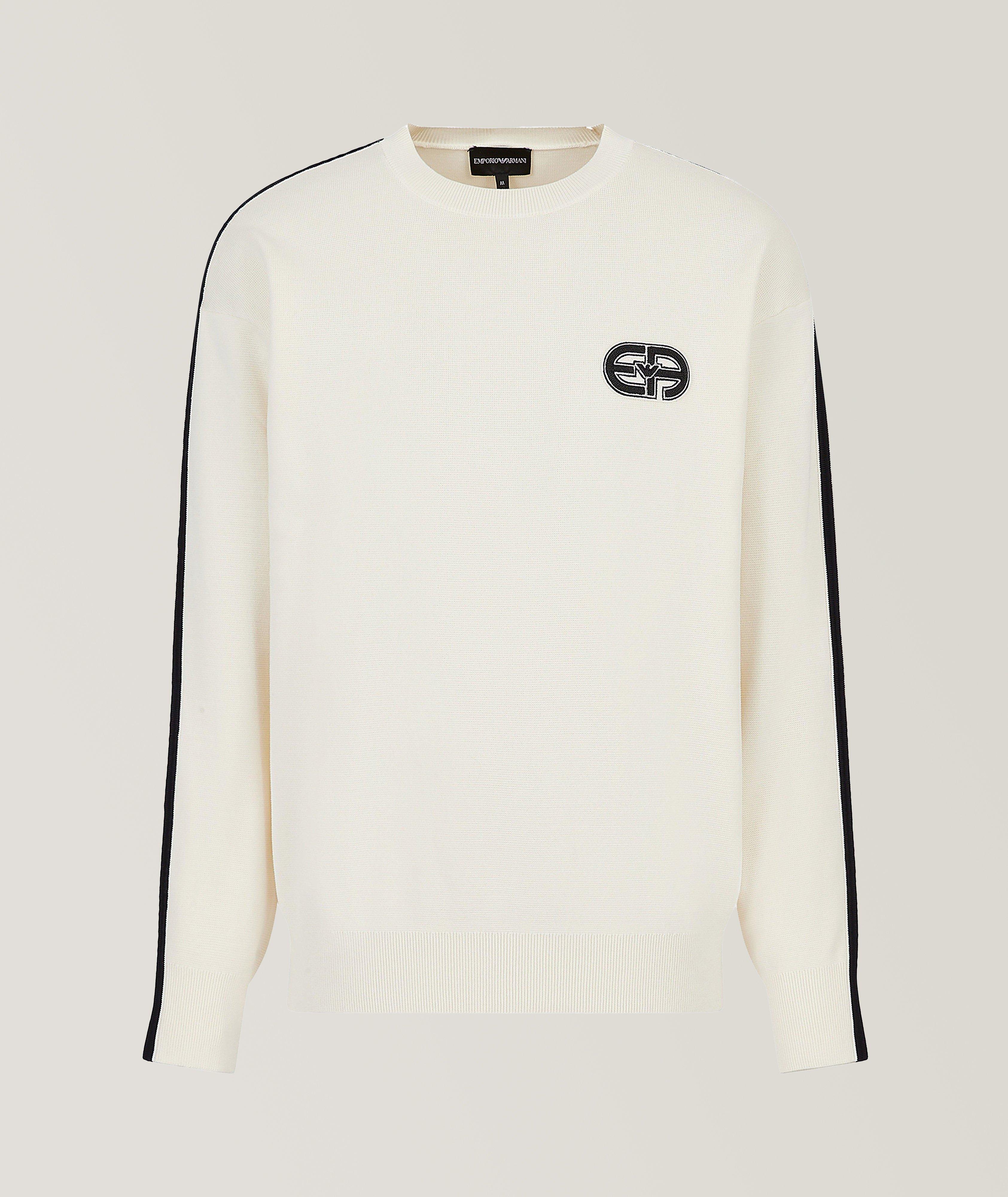 Contrast Stripe Patch Logo Cotton Sweatshirt image 0