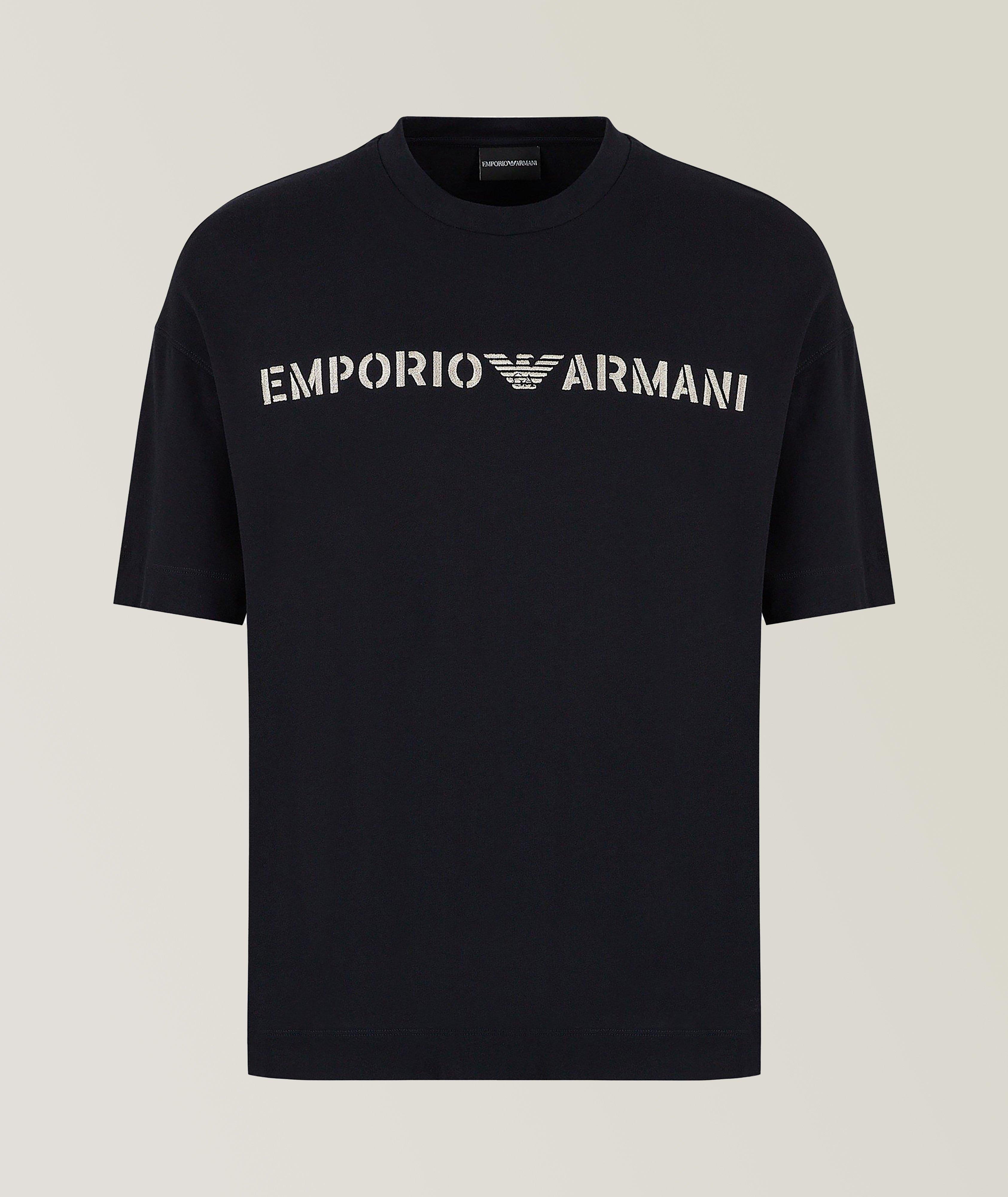 Embroidery Print Cotton Jersey T-Shirt image 0