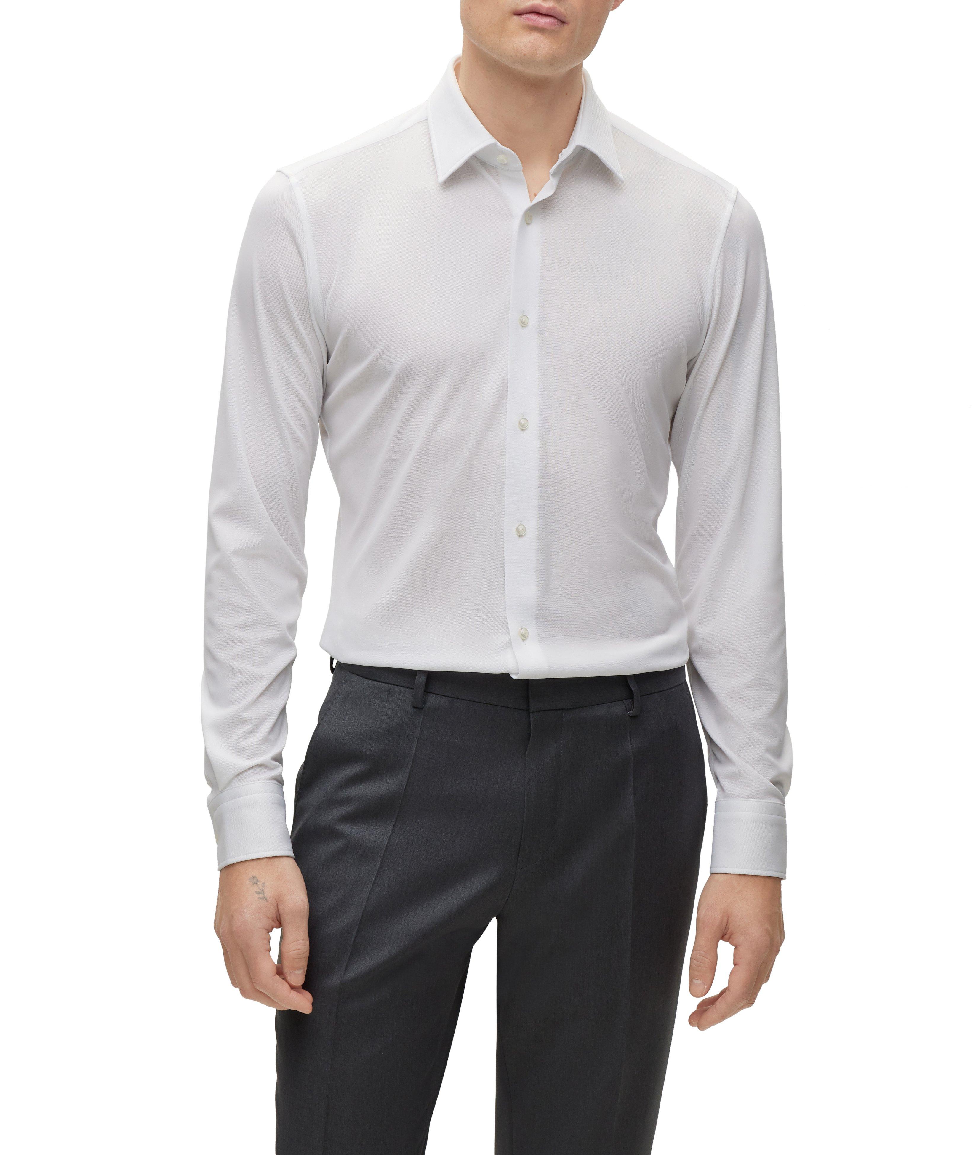 Slim-Fit Italian Cotton Jersey Dress Shirt image 1