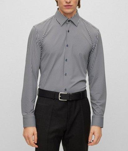 Slim-Fit Printed Stretch-Jersey Dress Shirt image 1