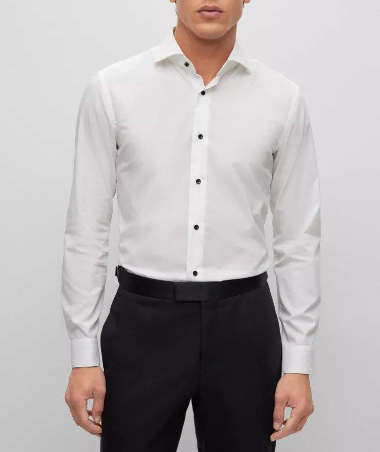 Chemise habillée en popeline de coton extensible image 1