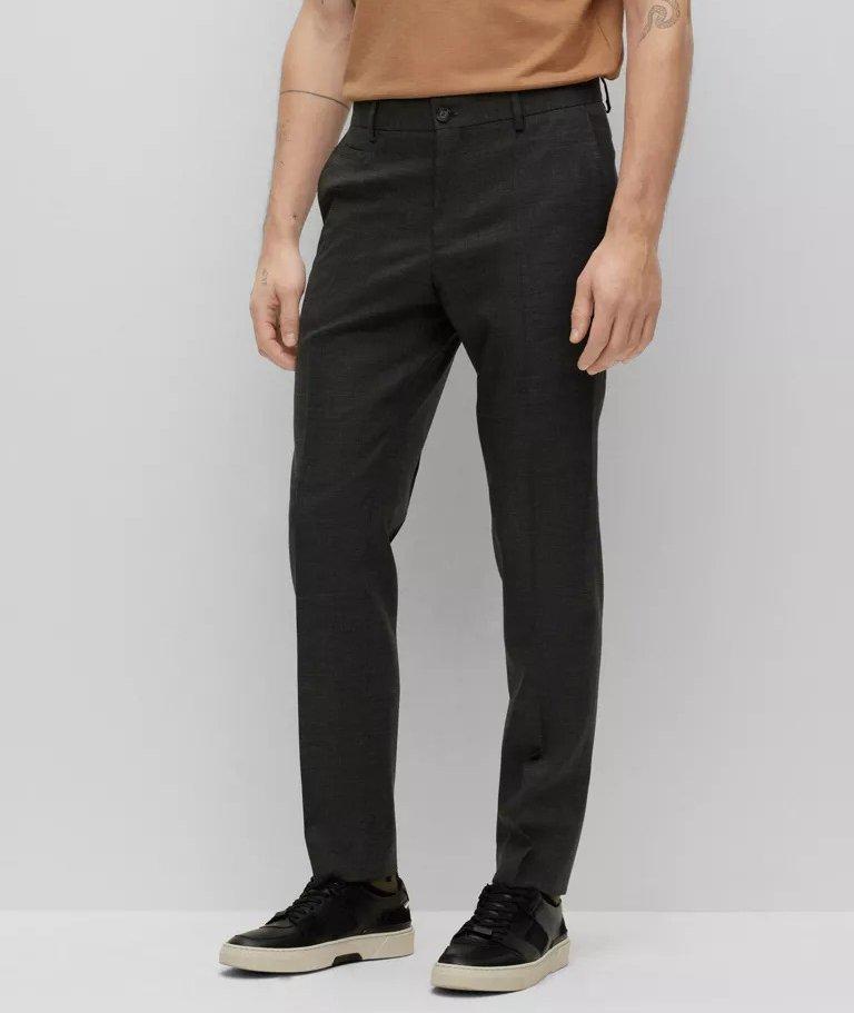 Micro-Pattern Wool-Blend Trousers image 1
