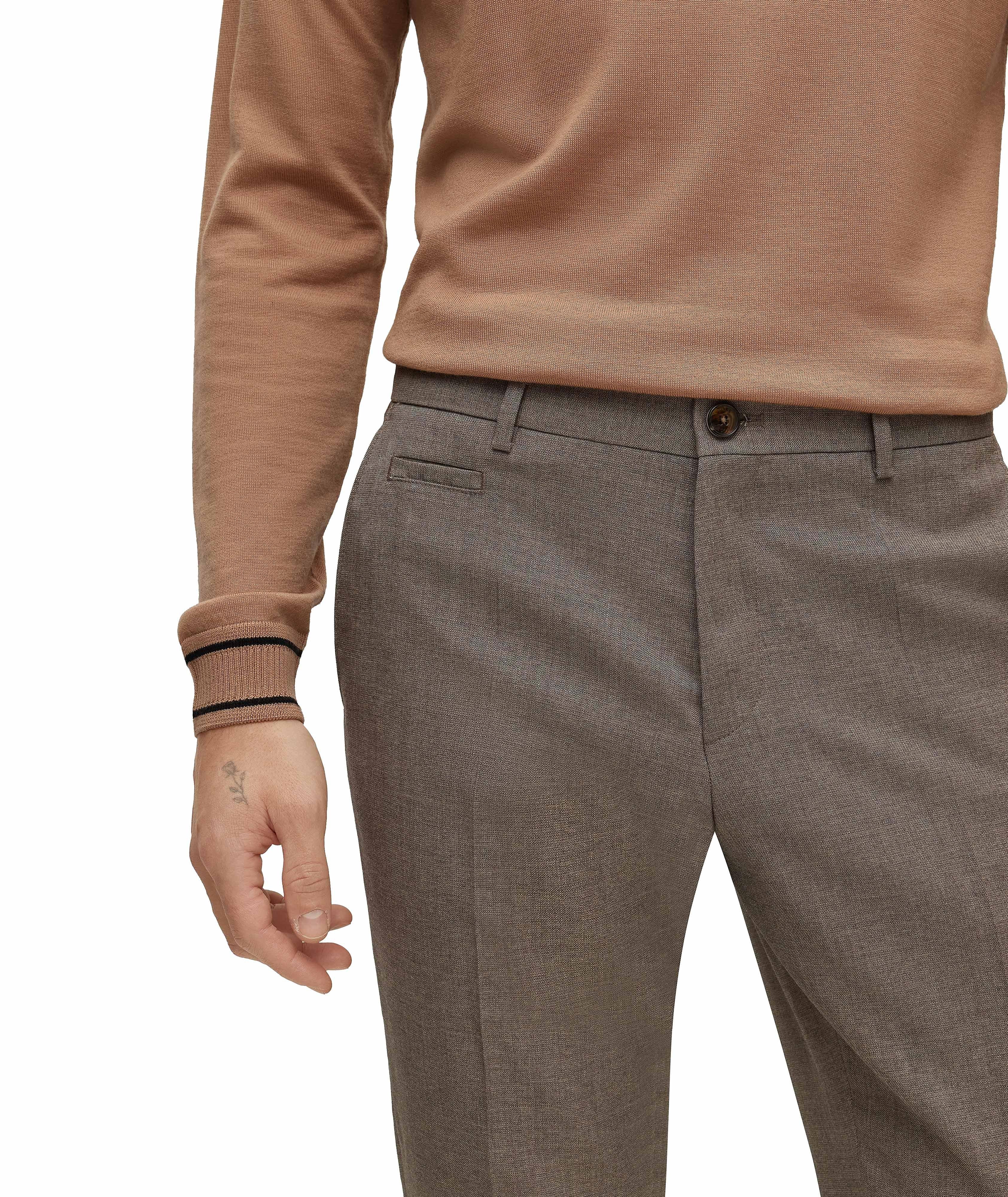 Micro-Pattern Wool-Blend Dress Pants image 4