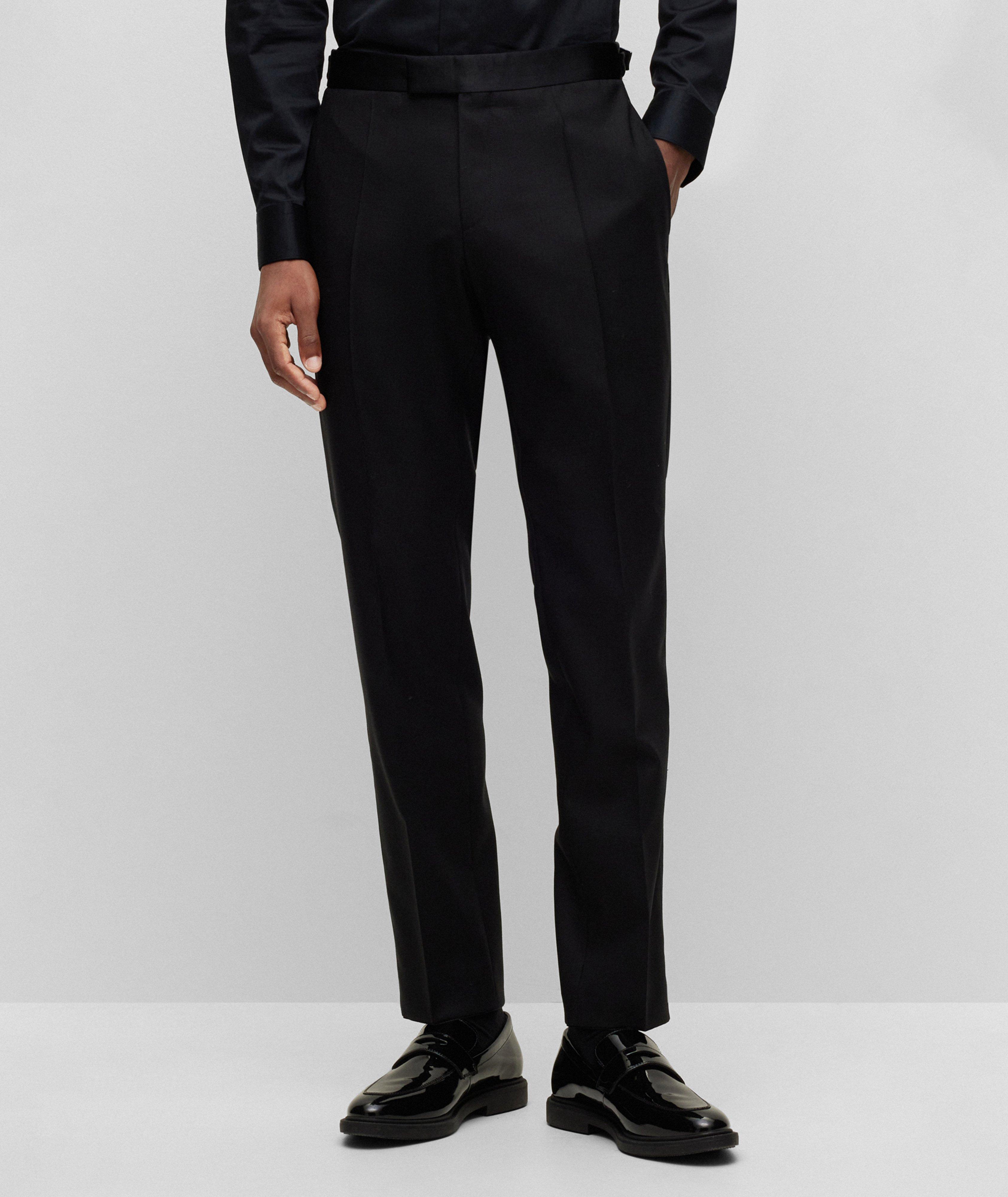 Slim-Fit Micro-Patterned Wool-Blend Dress Pants image 1