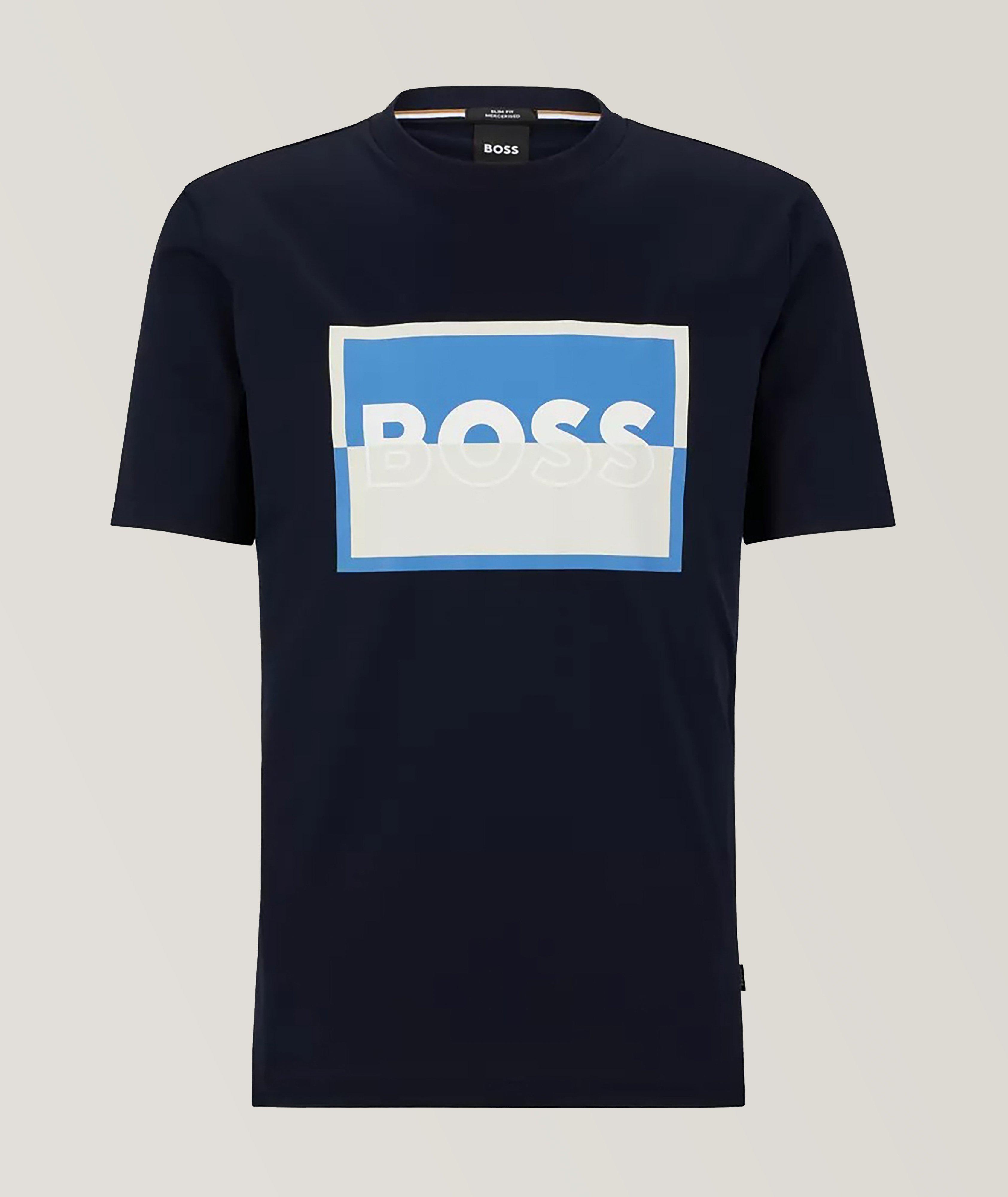 T-shirt en coton avec logo de coupe amincie image 0