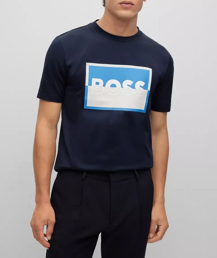 T-shirt en coton avec logo de coupe amincie image 1