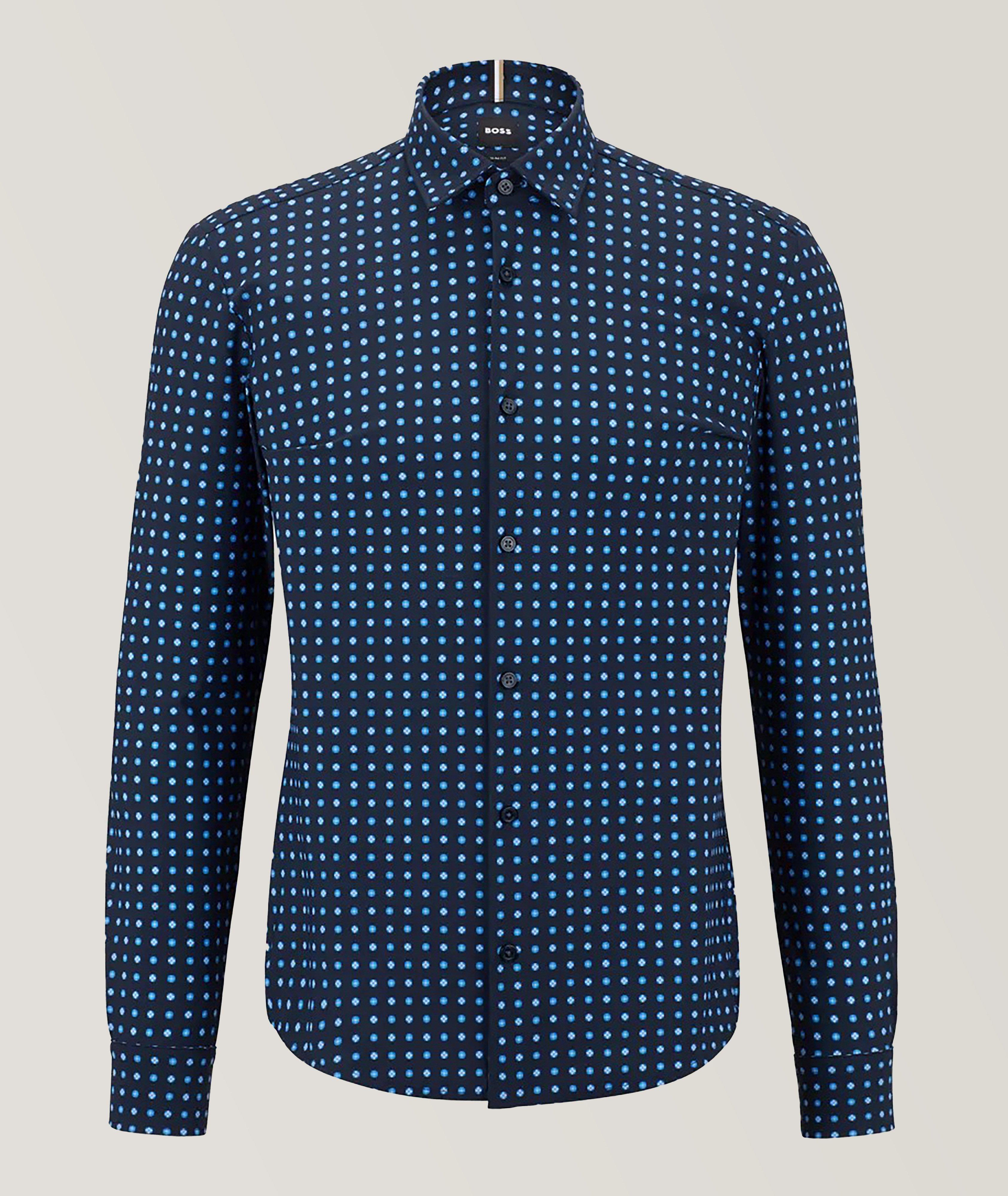Slim-Fit Dotted Print Jersey Cotton Sport Shirt image 0
