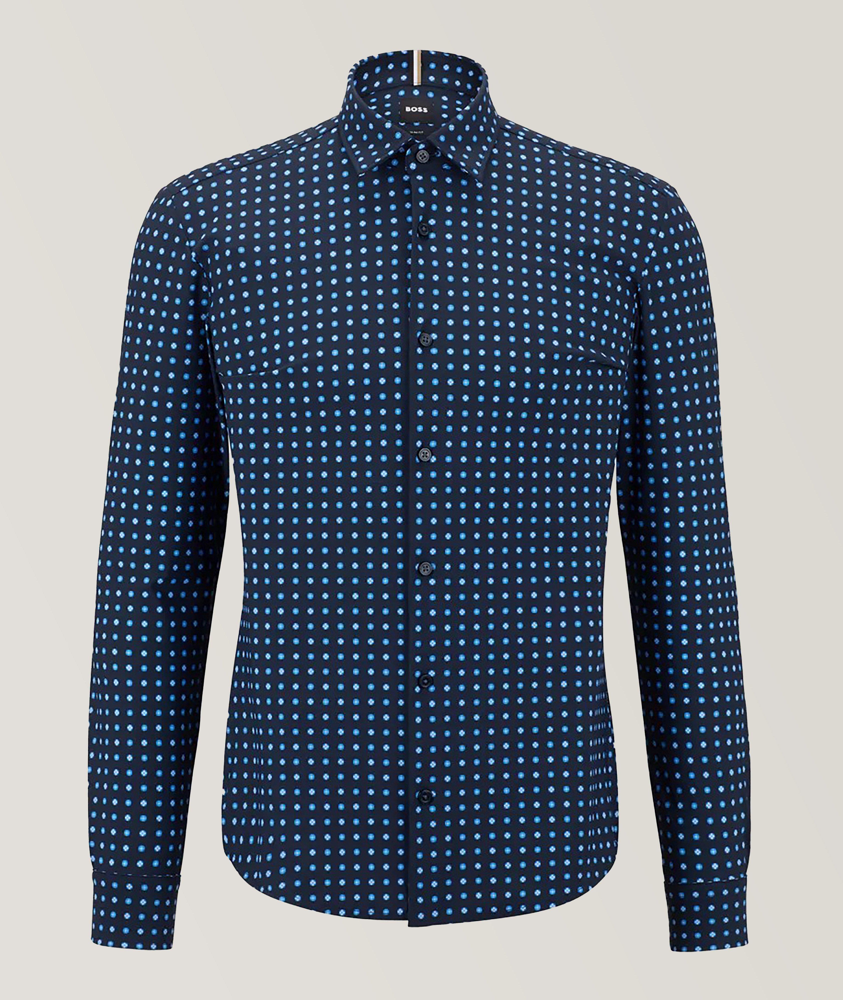 Chemise Homme BOSS B Motion Regular Maille Coton Infroissable - Col Kent, Confort Quotidien