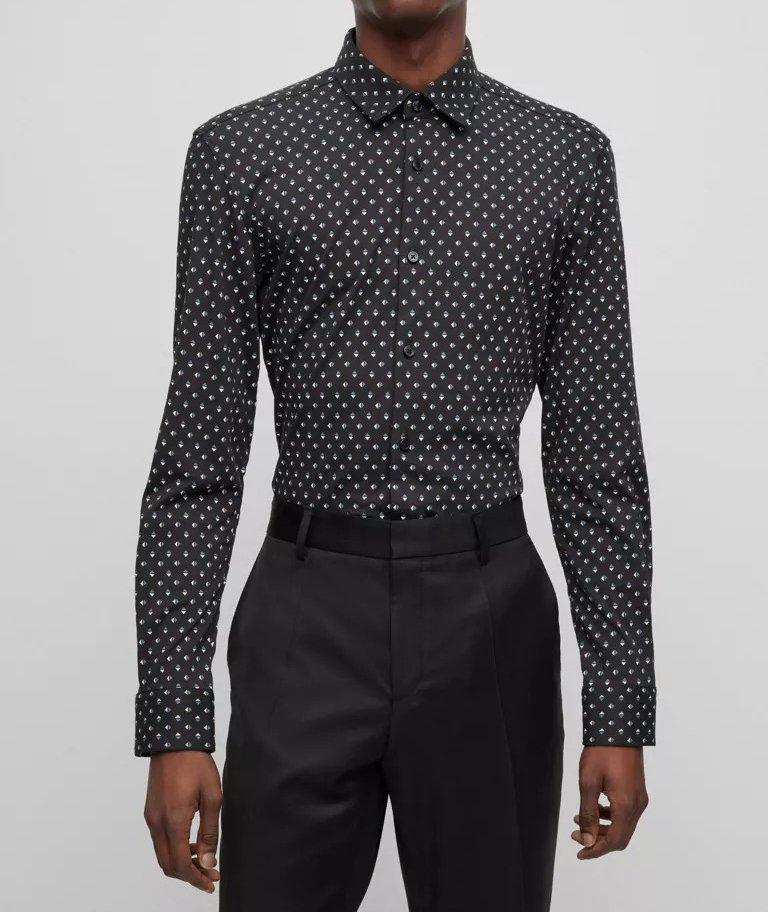 Slim-Fit Geometric Print Cotton Blend Sport Shirt image 1