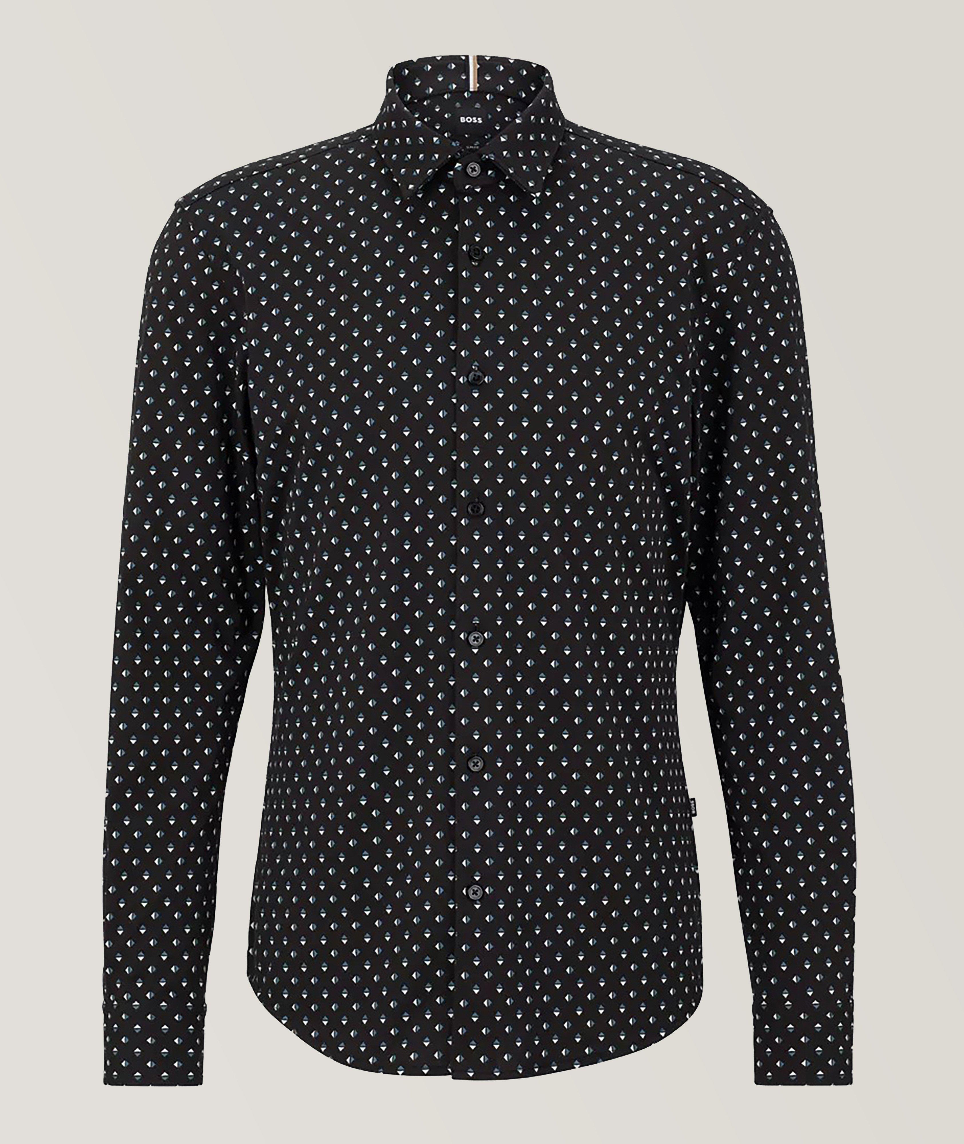 Slim-Fit Geometric Print Cotton Blend Sport Shirt image 0