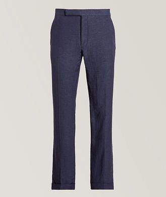 Ralph Lauren Purple Label Gregory Silk-Linen Slub Dress Pants