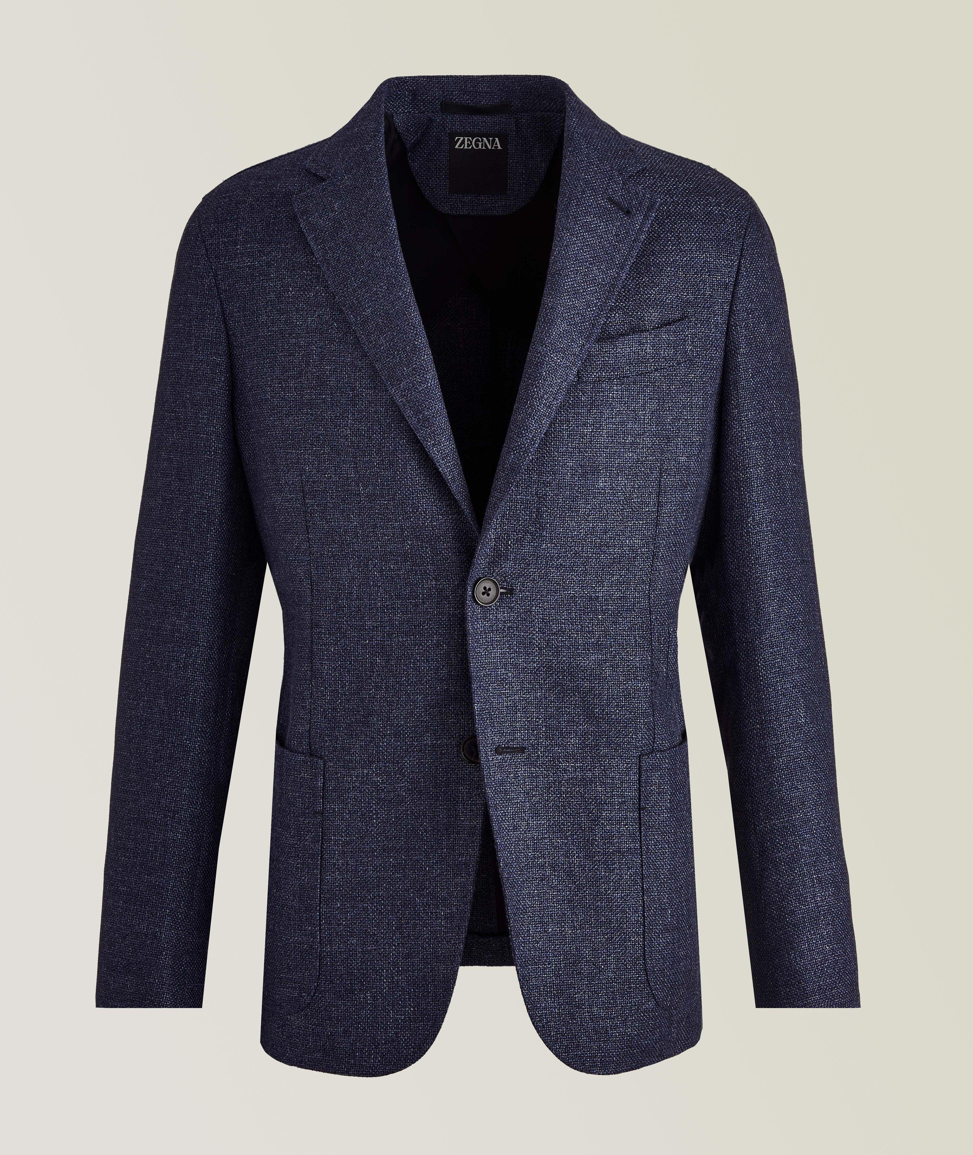 Unconstructed Wool-Linen Basketweave Sports Jacket image 0