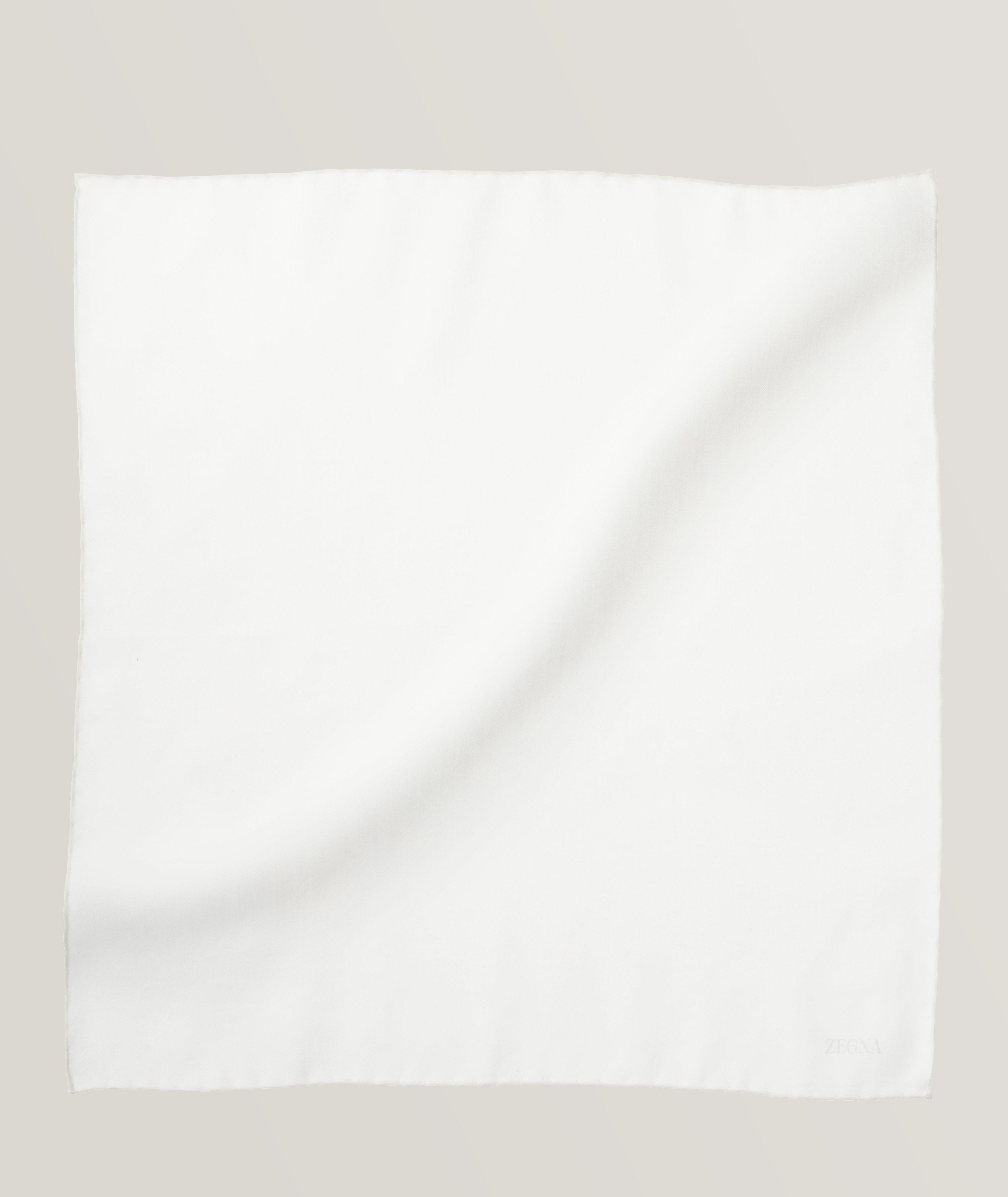 Mouchoir de poche uni en coton et en soie image 0