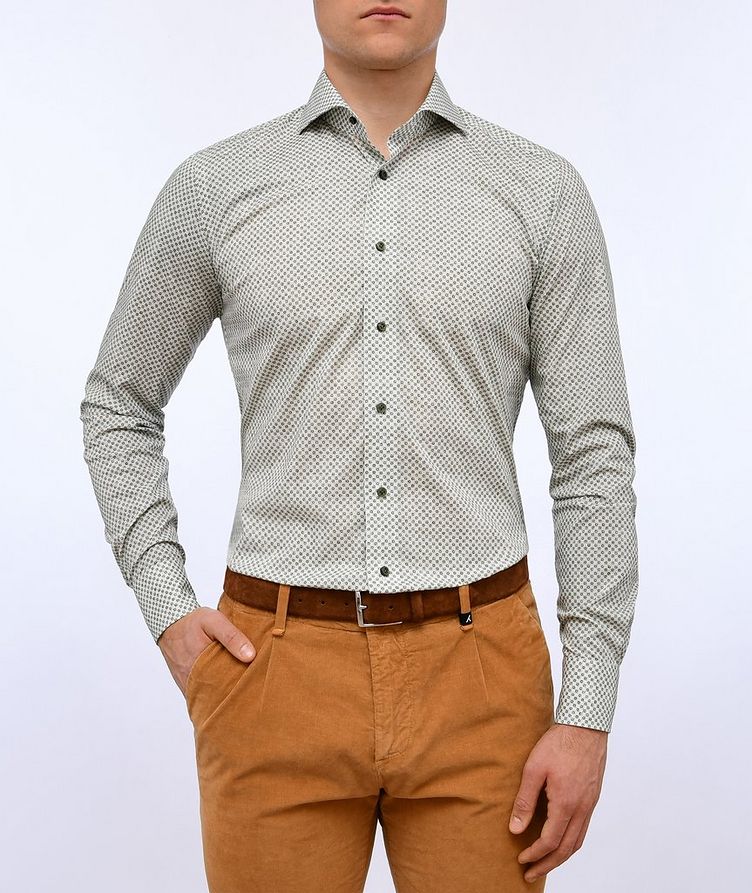 Slim-Fit Patterned Stretch-Poplin Luxury Sport Shirt image 1