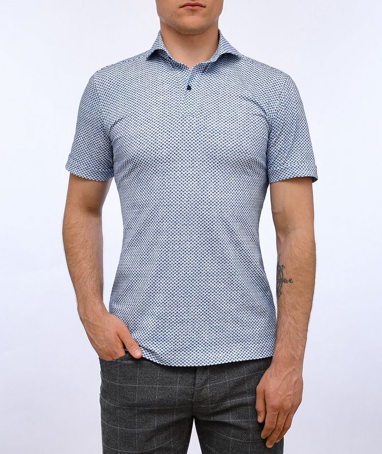 Short-Sleeve Neat Print Jersey Stretch-Cotton Shirt image 1