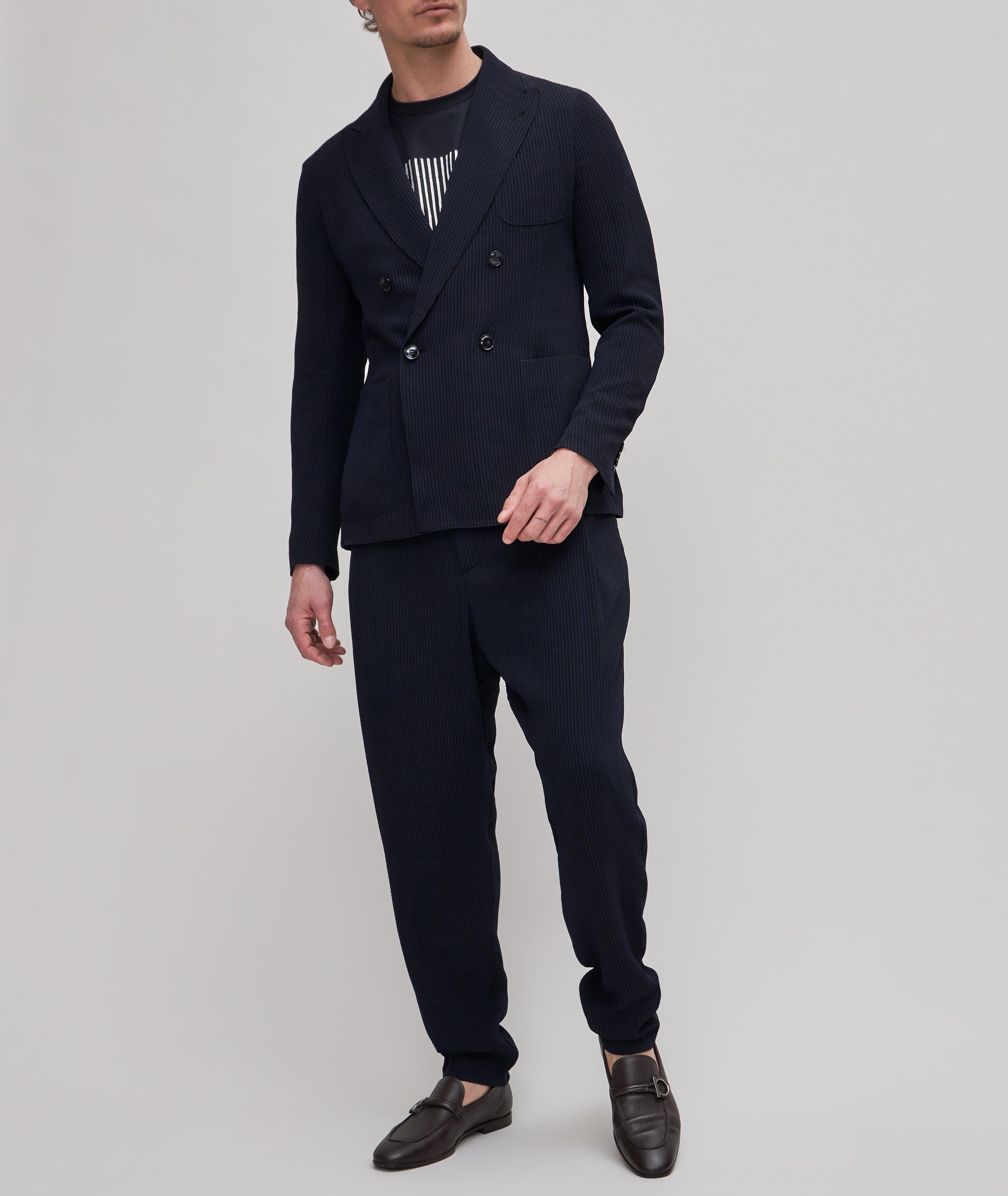 Unconstructed Striped Print Sports Jacket image 1