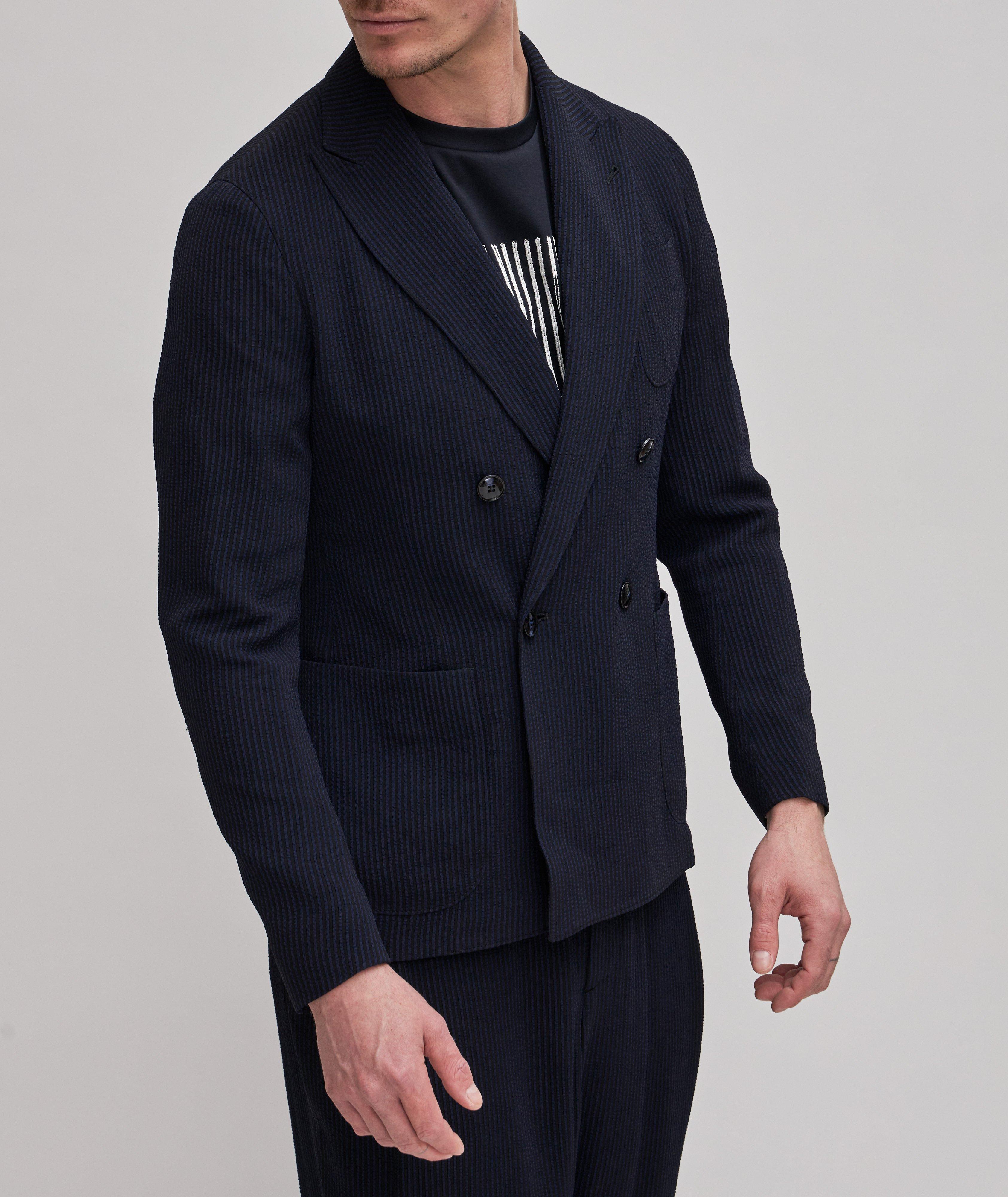 Unconstructed Striped Print Sports Jacket image 2
