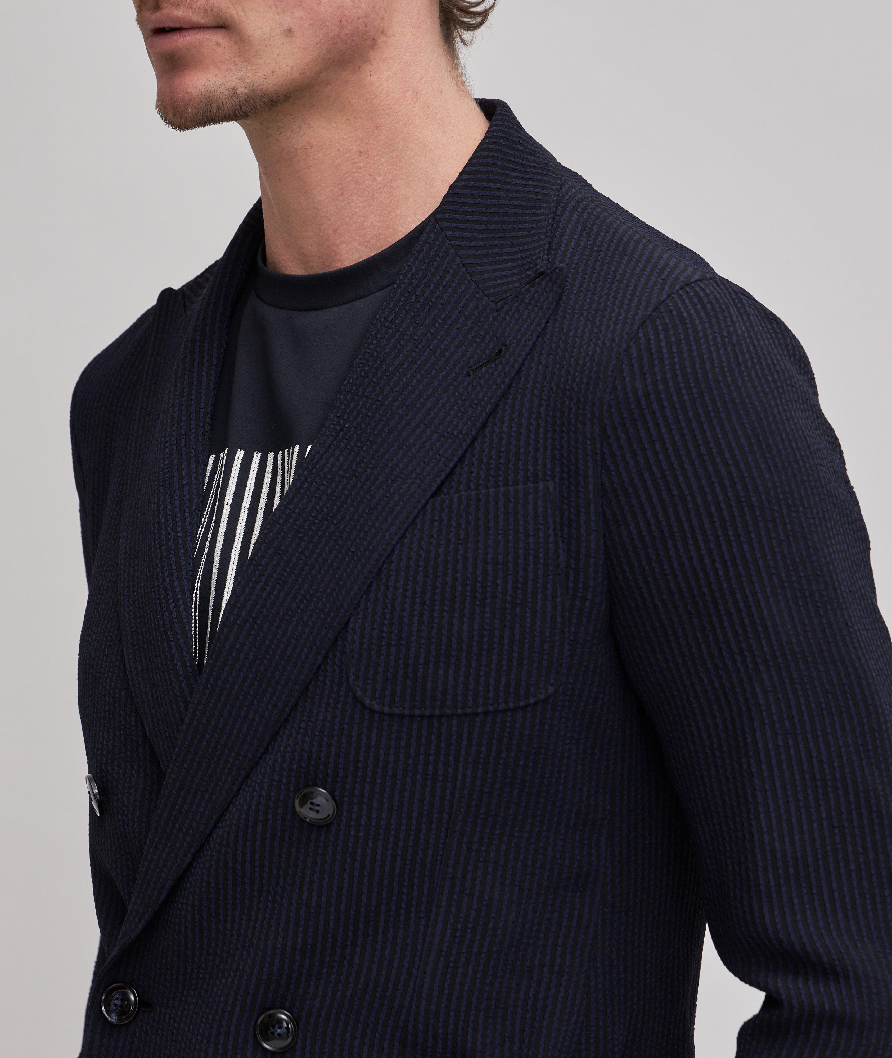 Unconstructed Striped Print Sports Jacket image 4