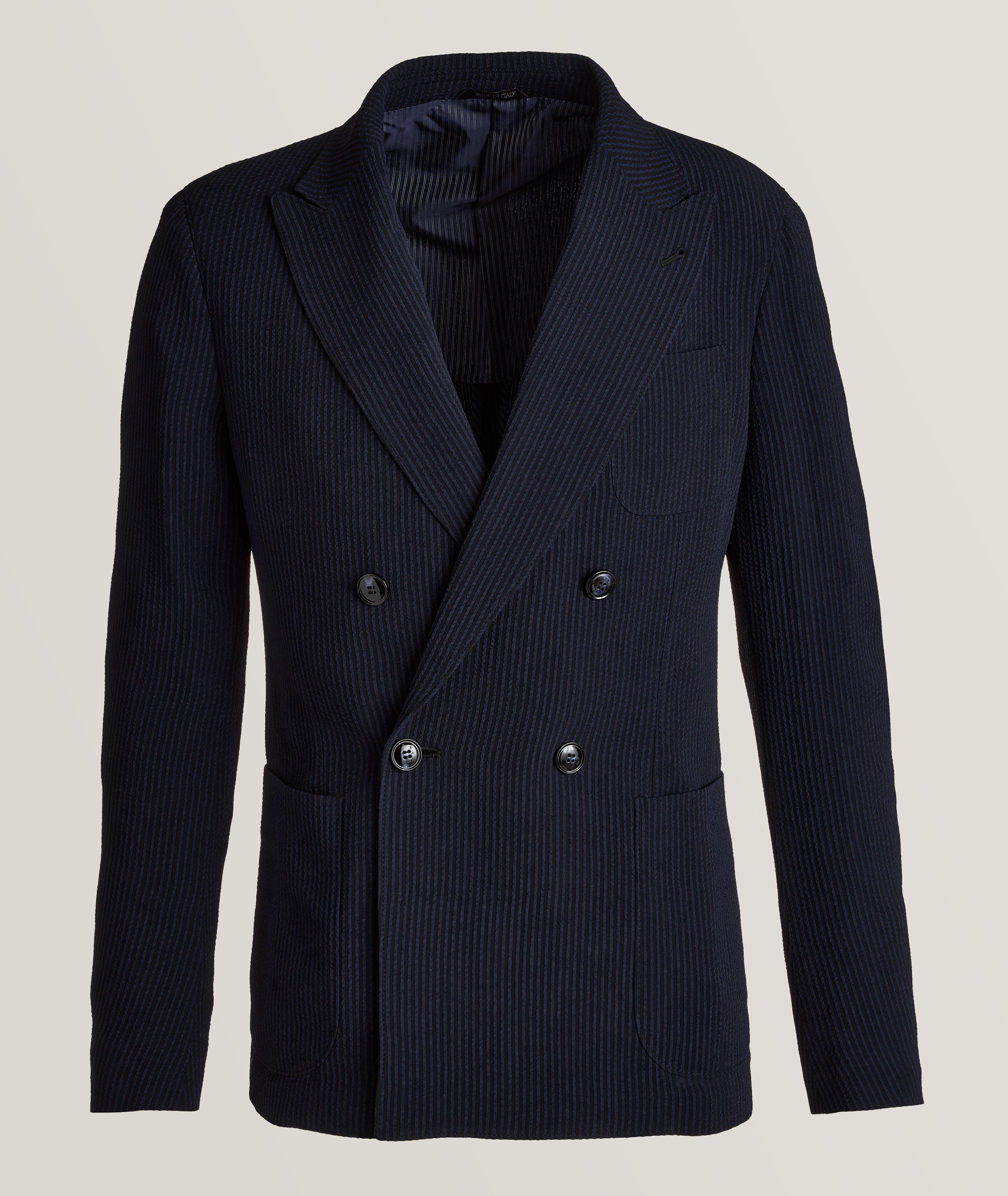 Unconstructed Striped Print Sports Jacket image 0
