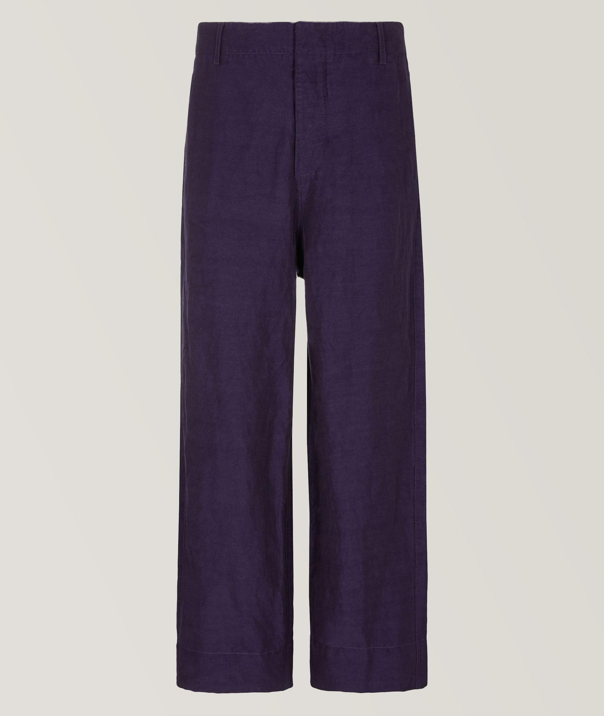 Pantalon en lin et en viscose à petits chevrons image 0