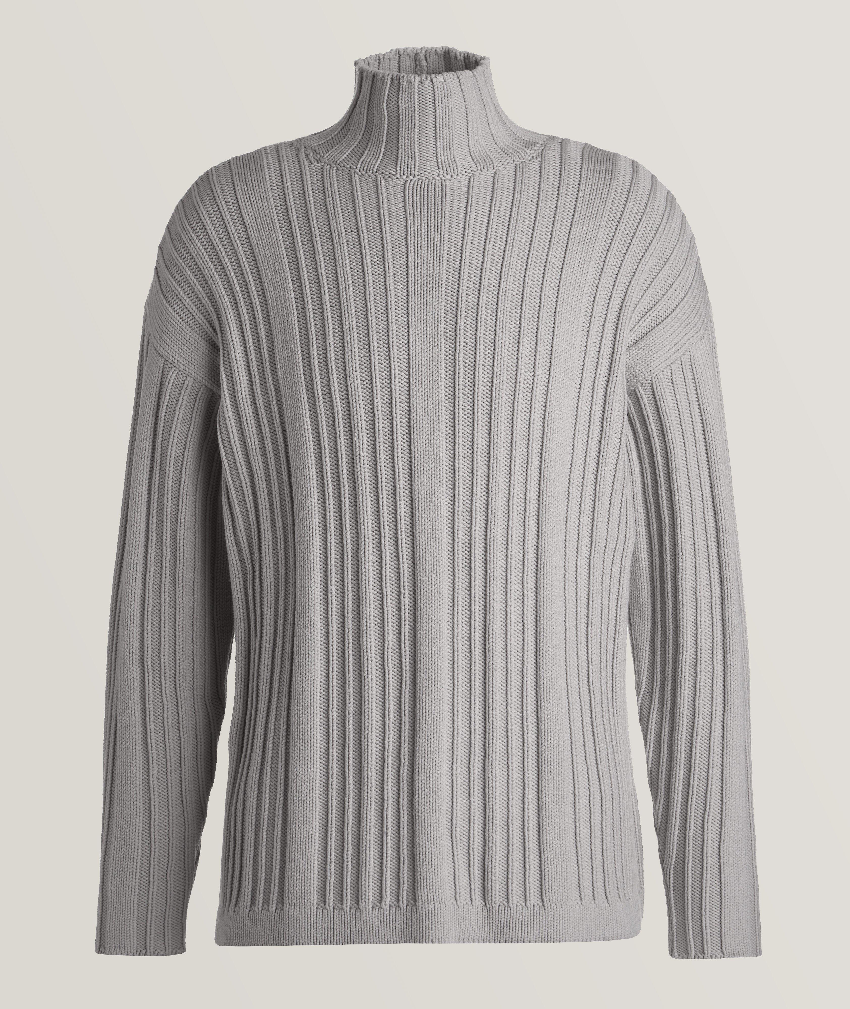 Virgin Wool Thich Rib-Knitted Turtleneck Sweater image 0