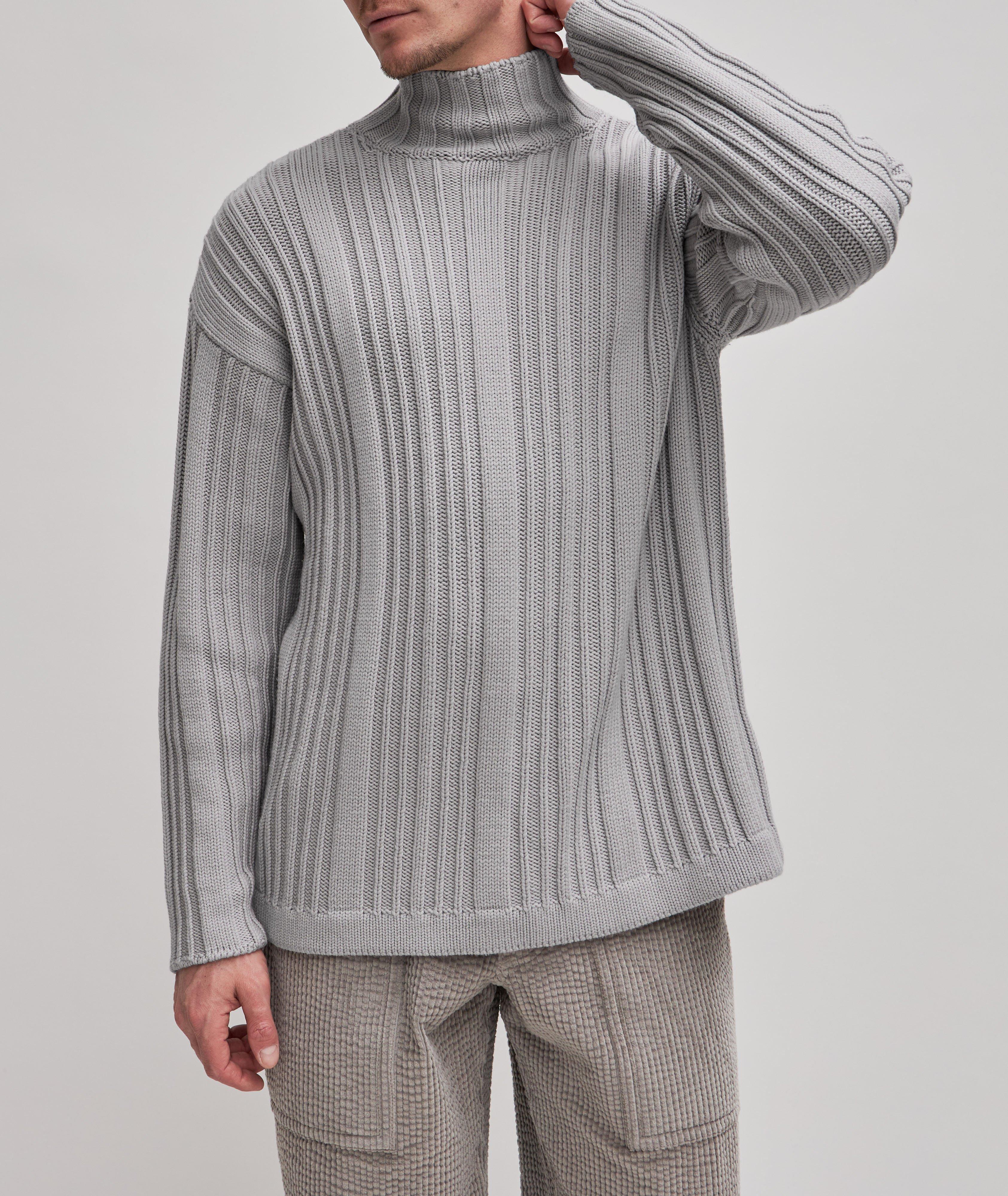 Virgin Wool Thich Rib-Knitted Turtleneck Sweater image 1