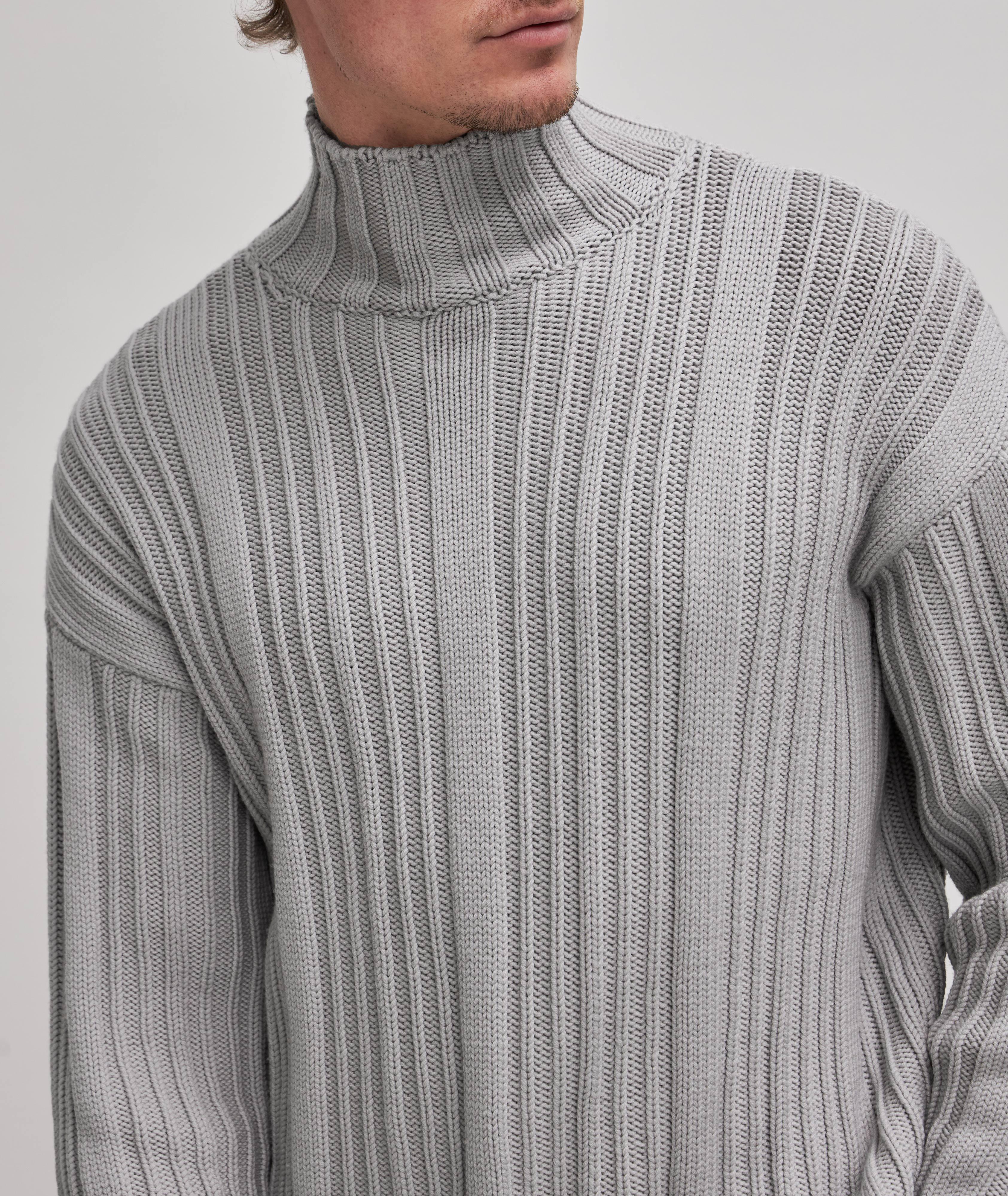 Virgin Wool Thich Rib-Knitted Turtleneck Sweater image 3
