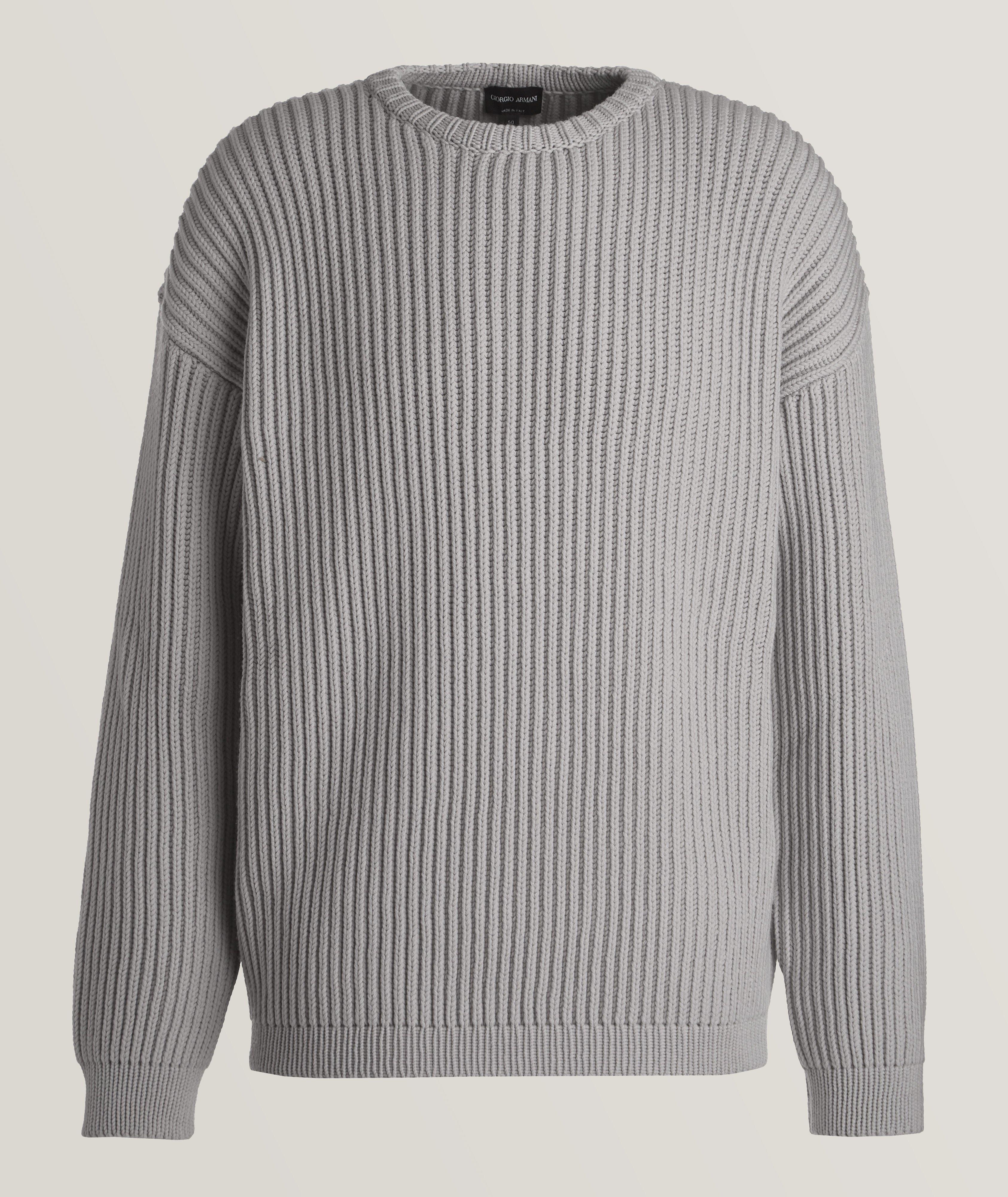 Giorgio Armani Virgin Wool Thick Rib Knitted Crewneck Sweater