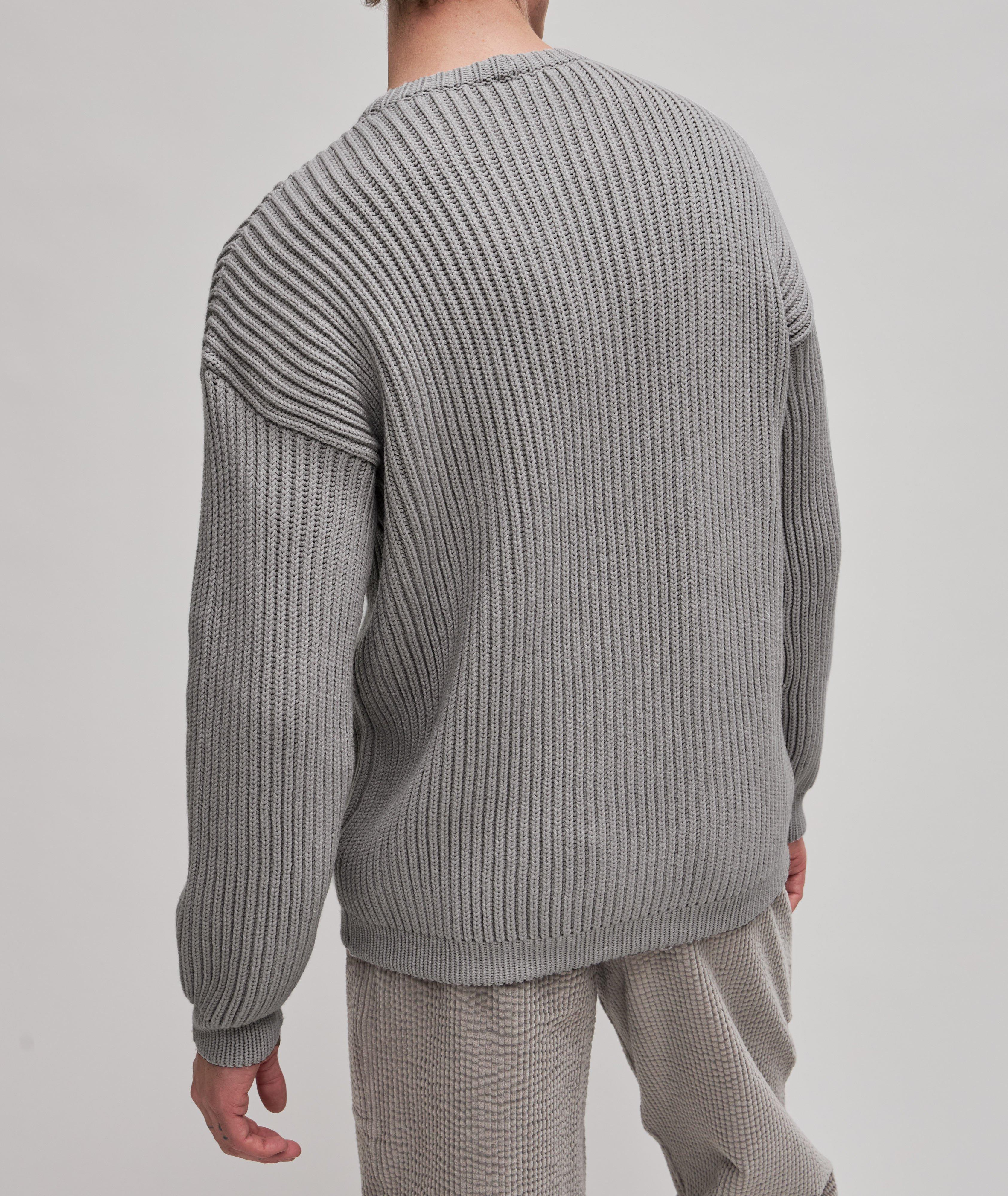 Virgin Wool Thick Rib-Knitted Crewneck Sweater image 3